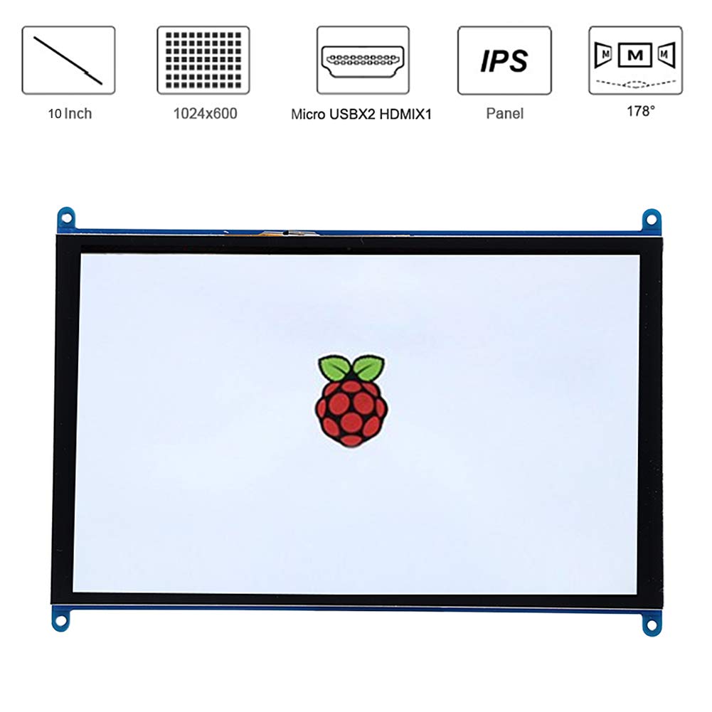 10 Inch FastUU Touchscreen LCD Monitor - HD 1024x600 Resolution, Wide Viewing Angle, HDMI & USB Ports - Computer Screen Replacement, Raspberry PI Compatible - Perfect for DIY Projects, Digital Signage & Smart Home Displays