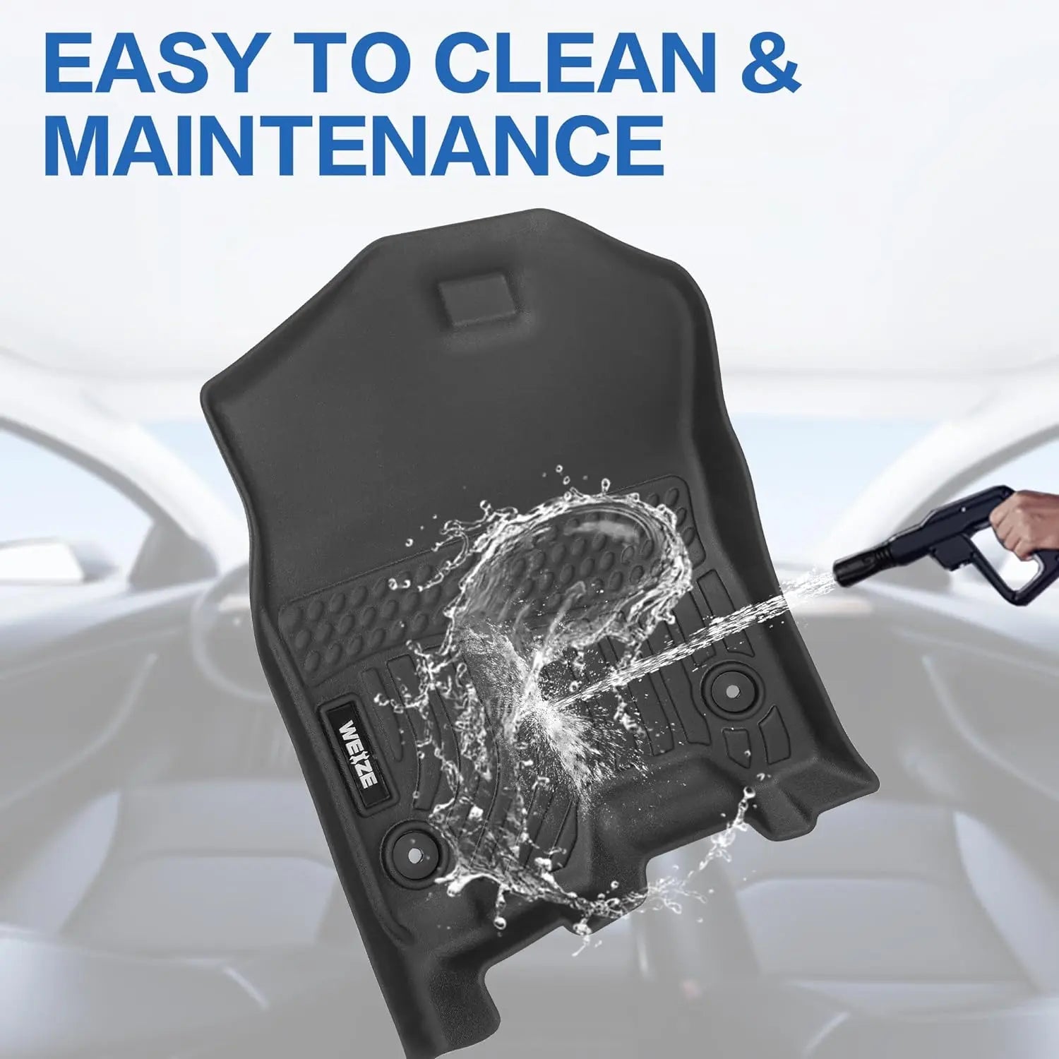WEIZE Custom Fit All-Weather TPE Floor Mats for Dodge Ram 1500 Crew Cab 2019-2024 (Excludes Classic Models) - Front & Rear Row with Under Seat Storage Box - Perfect for Off-Roading, Daily Commuting and Family Road Trips