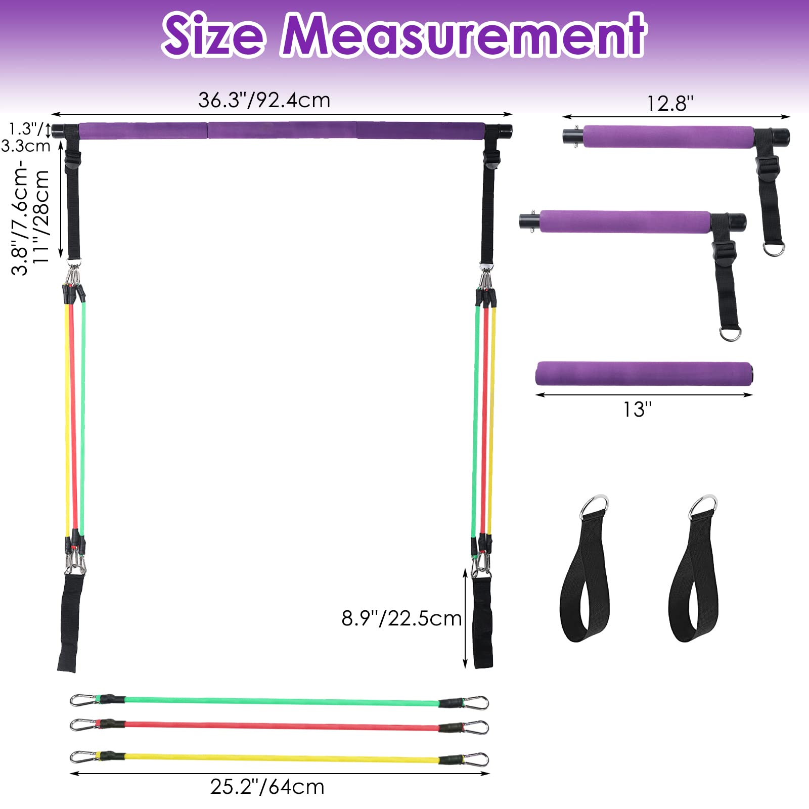 Yaegoo Pilates Bar Kit with Resistance Bands - Portable Home Gym Equipment for Men & Women - Stretching, Twisting, Sit-Up Exercises - Perfect for Yoga, Pilates, Home Workouts & Fitness Training