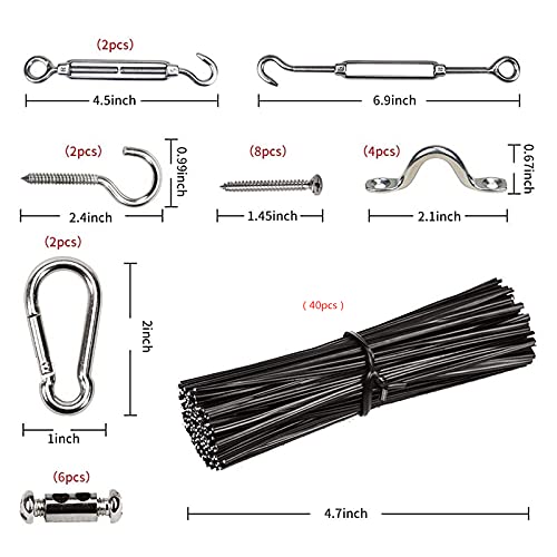 Outdoor String Light Hanging Kit - 82ft Vinyl-Coated 304 Stainless Steel Wire Rope with Turnbuckle & Hooks for Patio, Garden, and Backyard Lighting Decor