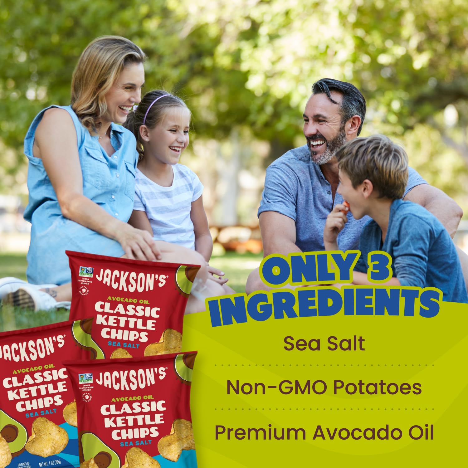 Jackson’s Classic Kettle Chips with Sea Salt – 1oz Bags (Pack of 15) – Made with Premium Avocado Oil – Gluten Free, Vegan, Kosher & Allergen-Friendly Snacks – Perfect for Parties, School Lunches & On-the-Go Snacking – Shark Tank Featured Product