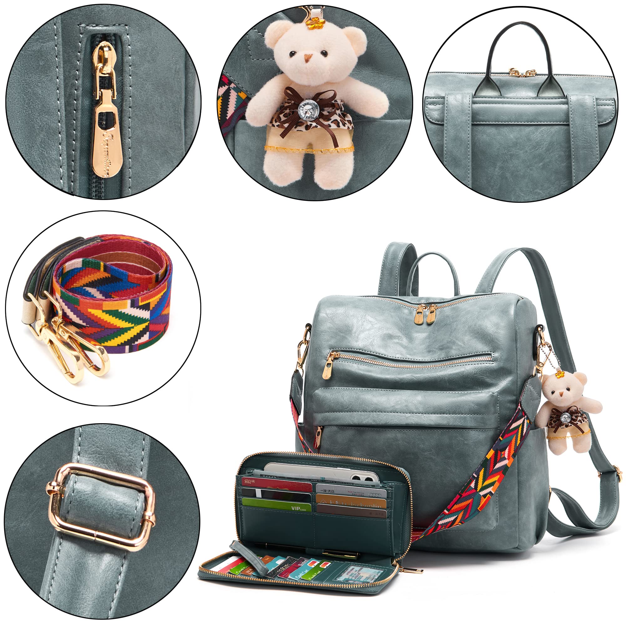 Soperwillton Women's Backpack Purse - Stylish PU Leather Shoulder Bag & Travel Backpack Set (2-Piece) for Work, School & Outdoor Adventures