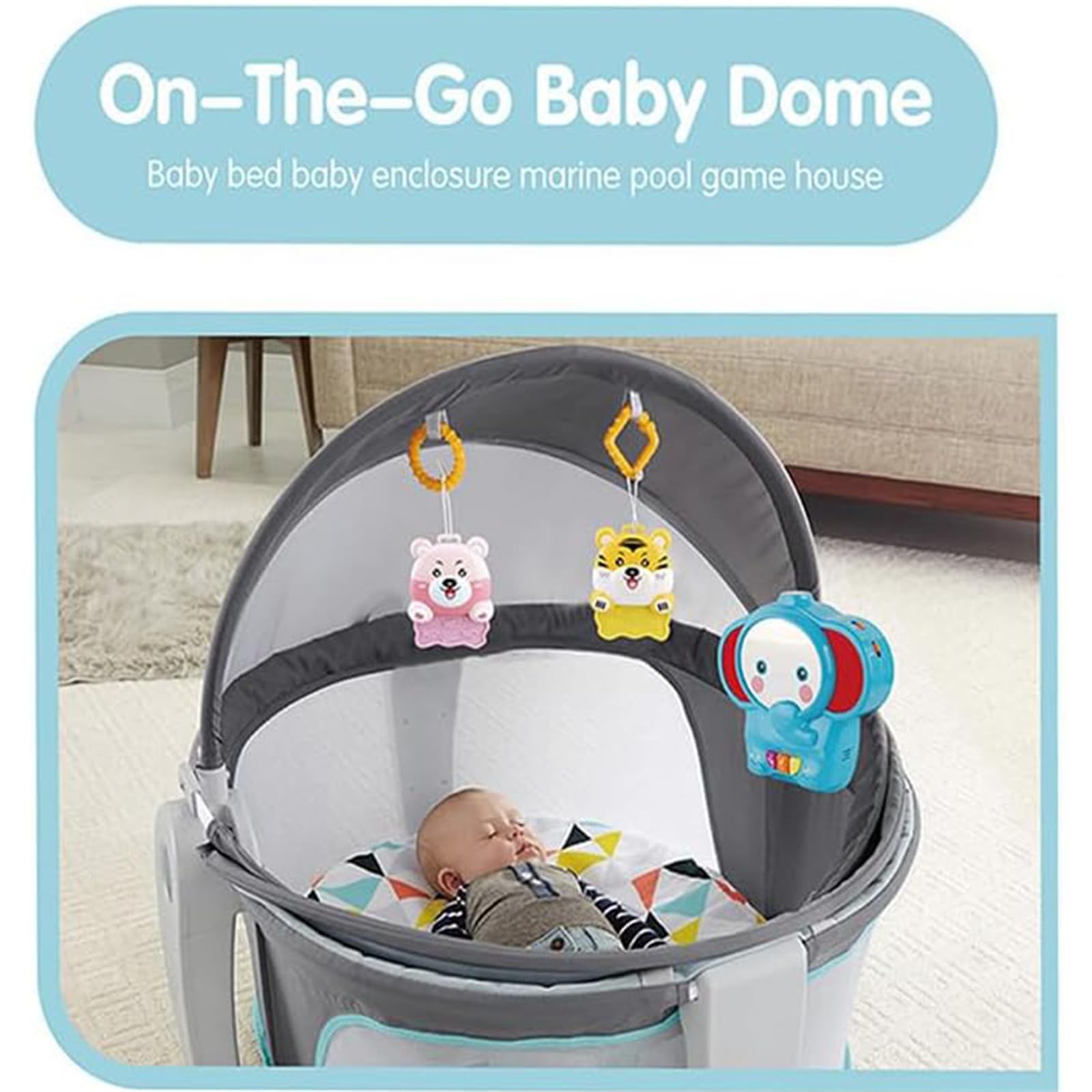 Portable Baby Swing Rocker with Music & Canopy - Foldable Infant Bassinet Crib with Mattress for Newborns - Indoor & Outdoor Use - Perfect for Nursery, Travel, and Playtime