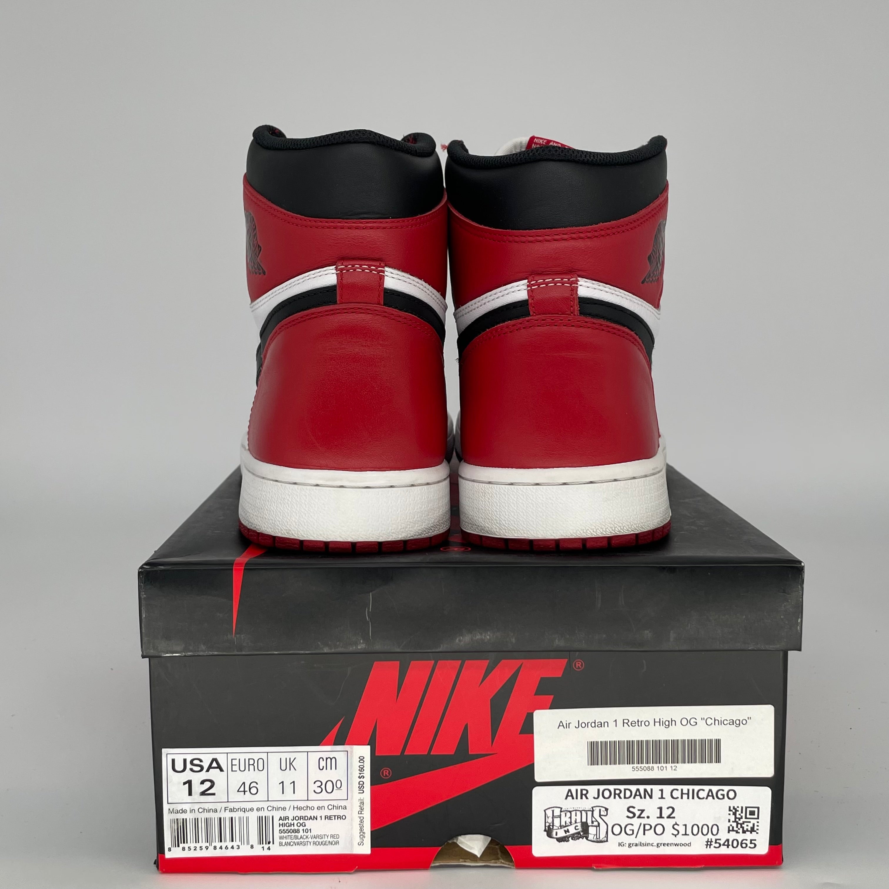 AIR JORDAN 1 Chicago Retro High OG (2015) Men's Basketball Shoes Size 12 - White/Black-Varsity Red 555088-101 | Classic Sneakers for Streetwear, Sports & Collectors
