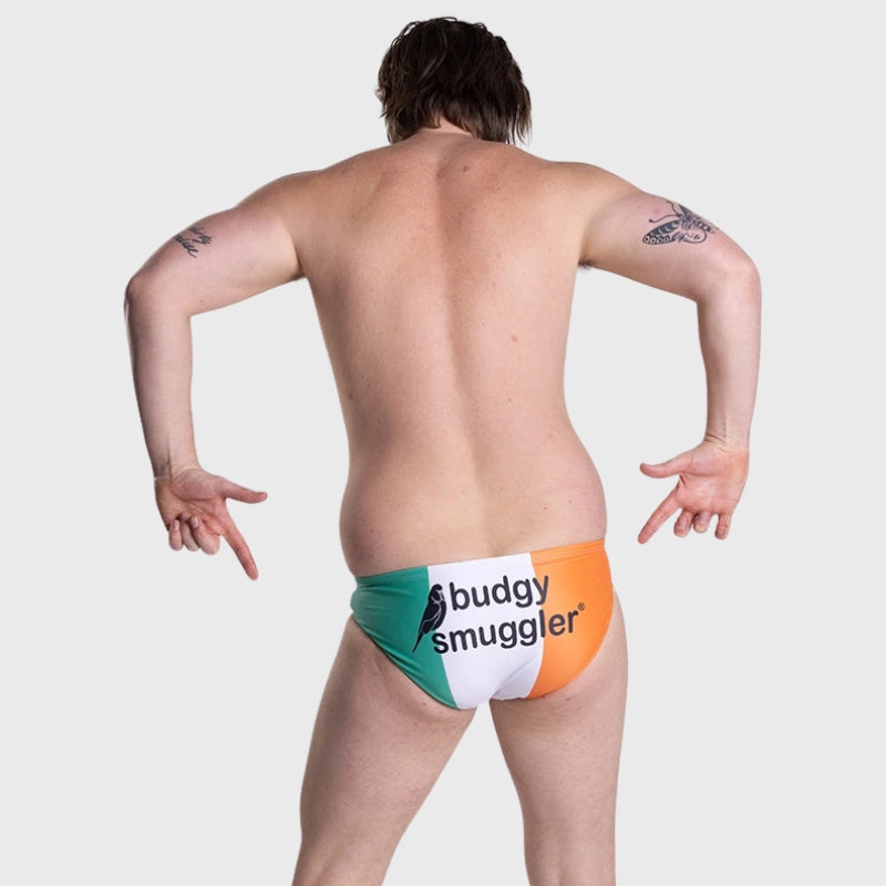 Budgy Smuggler Irish Flag Swim Briefs - Men's Irish Pride Swimwear for Beach & Pool - Perfect for St. Patrick's Day, Vacations & Water Sports