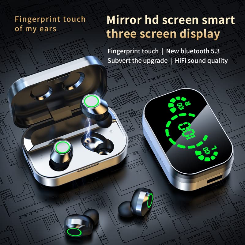 TWS True Wireless Earbuds Bluetooth 5.0, IPX7 Waterproof In-Ear Headphones with Noise Cancellation for iPhone & Android - Perfect for Gym, Running, Travel & Small Ear Canals