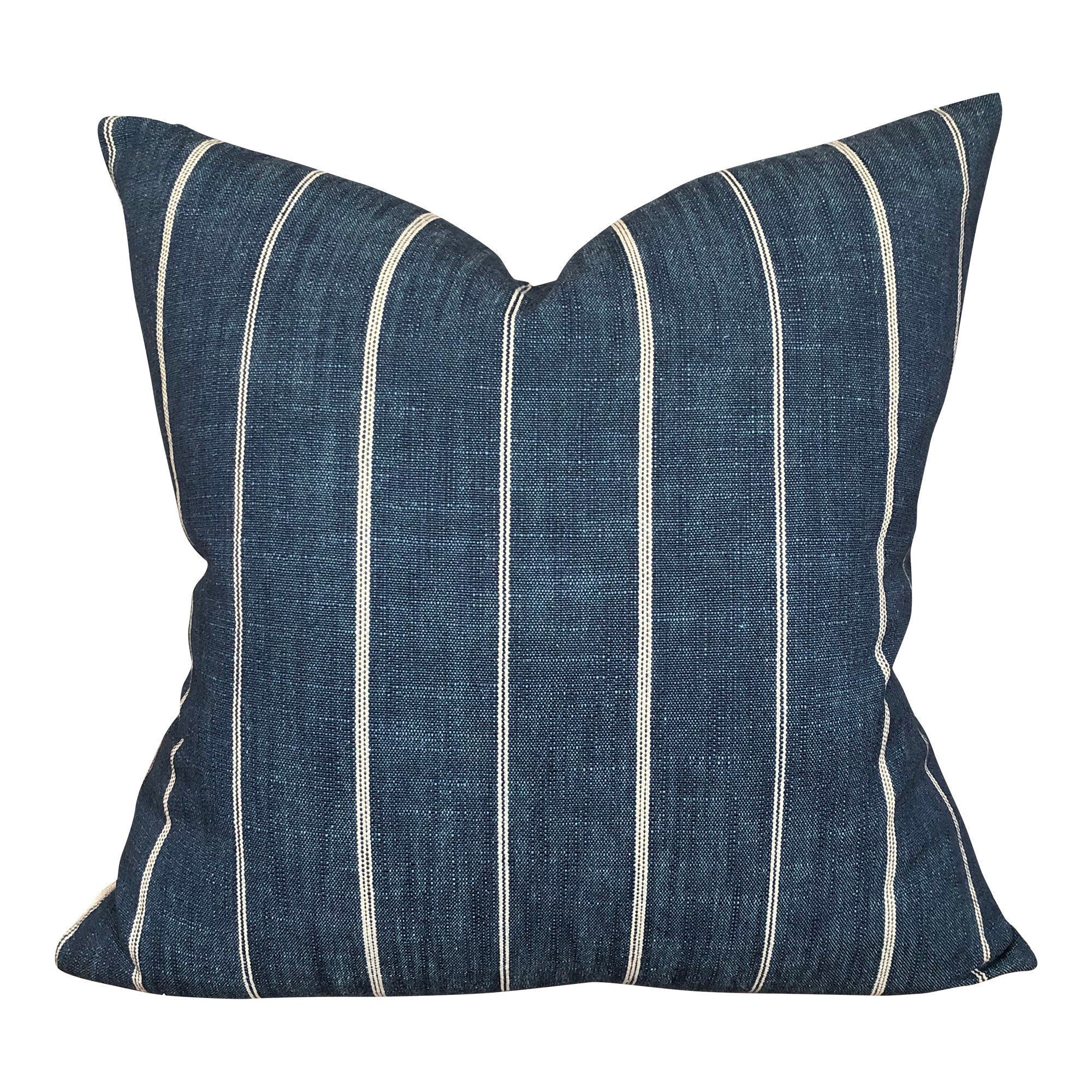 Premium Fritz Washed Indigo Blue Linen Pillow Cover - Ready to Ship | Boho Chic Home Decor for Living Room, Bedroom & Nursery