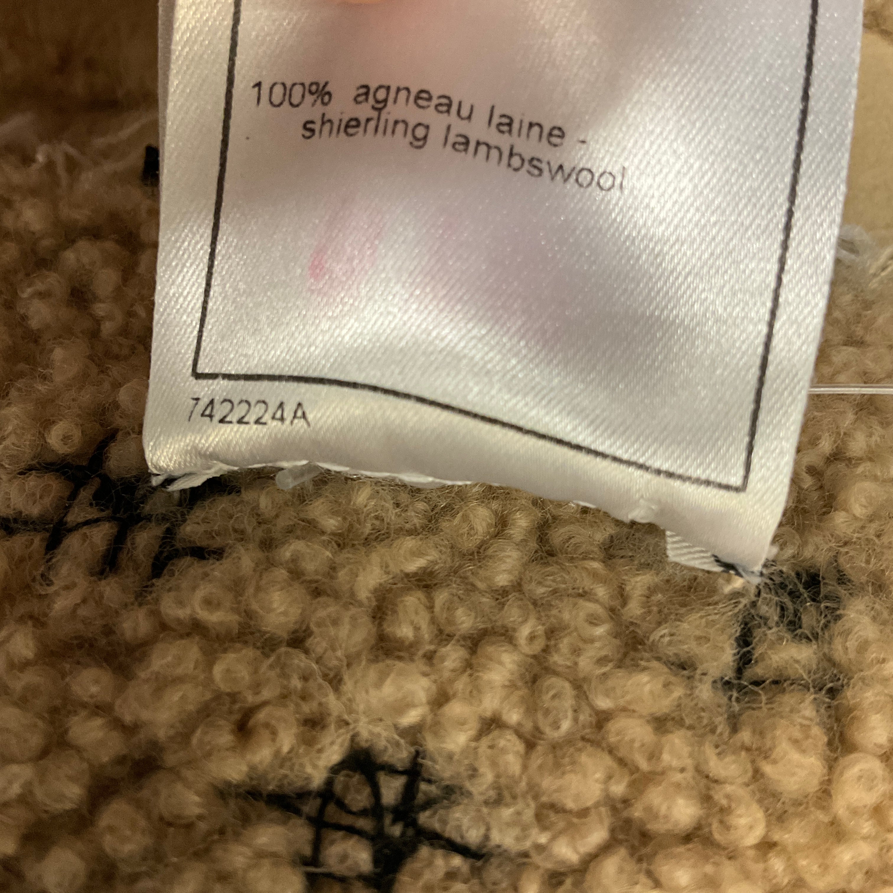 Chanel Beige 2005 Tweed Trimmed Lamb Shearling Scarf - Luxury Winter Accessory for Women, Perfect for Cold Weather & Fashion Outfits