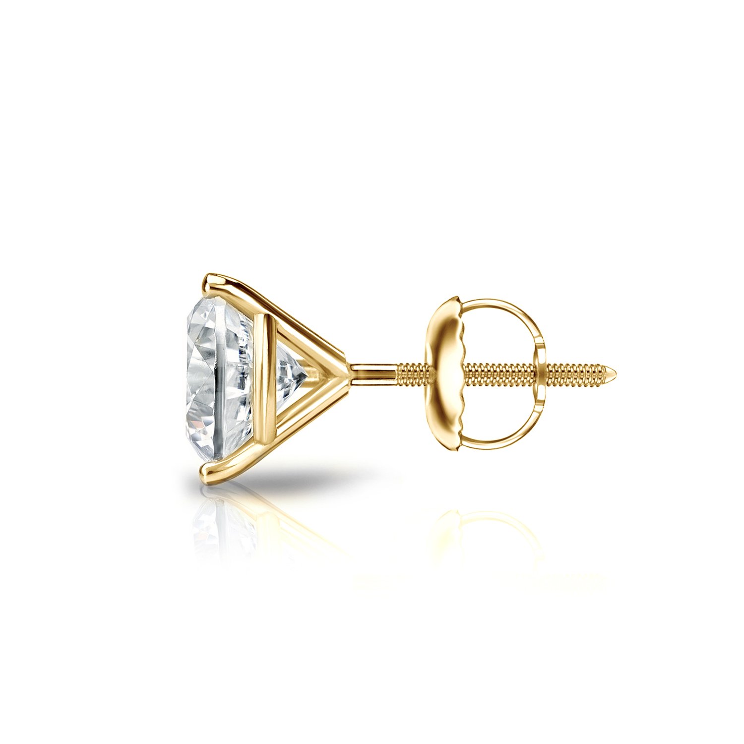 14K Yellow Gold 3-Prong Martini Round Diamond Stud Earrings (1/8 cttw, H-I Color, I1-I2 Clarity) Screw Back for Women - Perfect for Everyday Wear, Special Occasions & Gift Giving