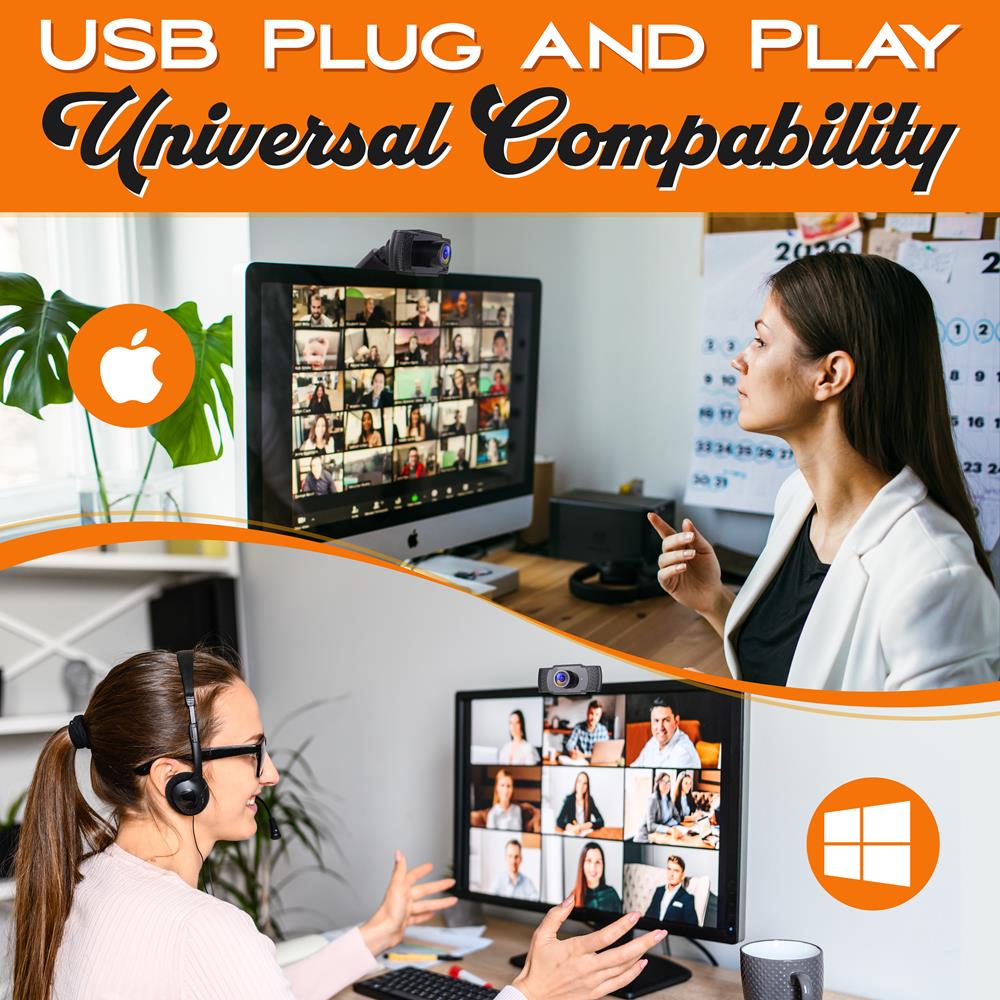 HD Pro Webcam with Built-in Microphone - 1080p Full HD Streaming Camera for Video Calls, Conferencing, Gaming & Online Classes