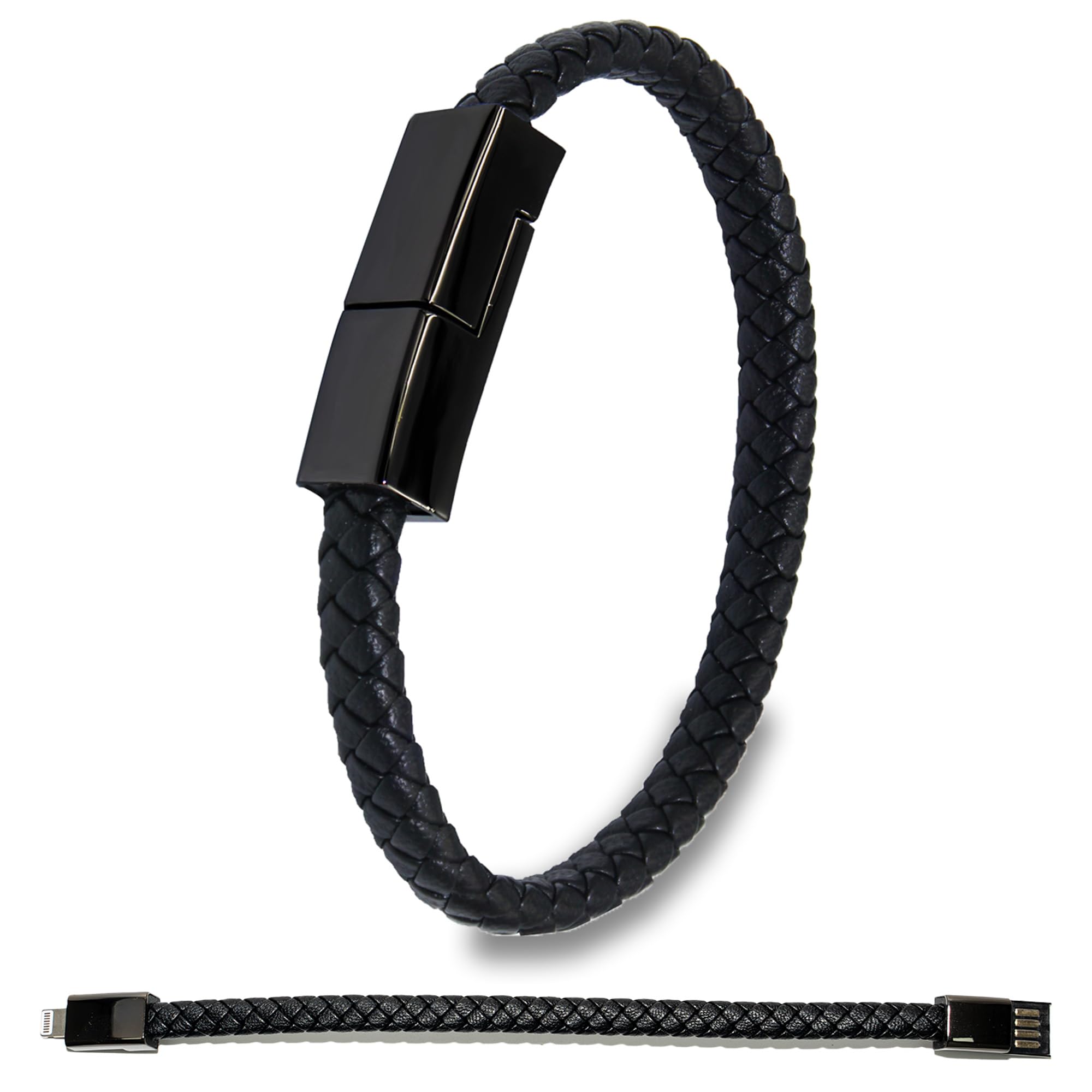 Braided Leather Bracelet USB Charging Cable - 8.85