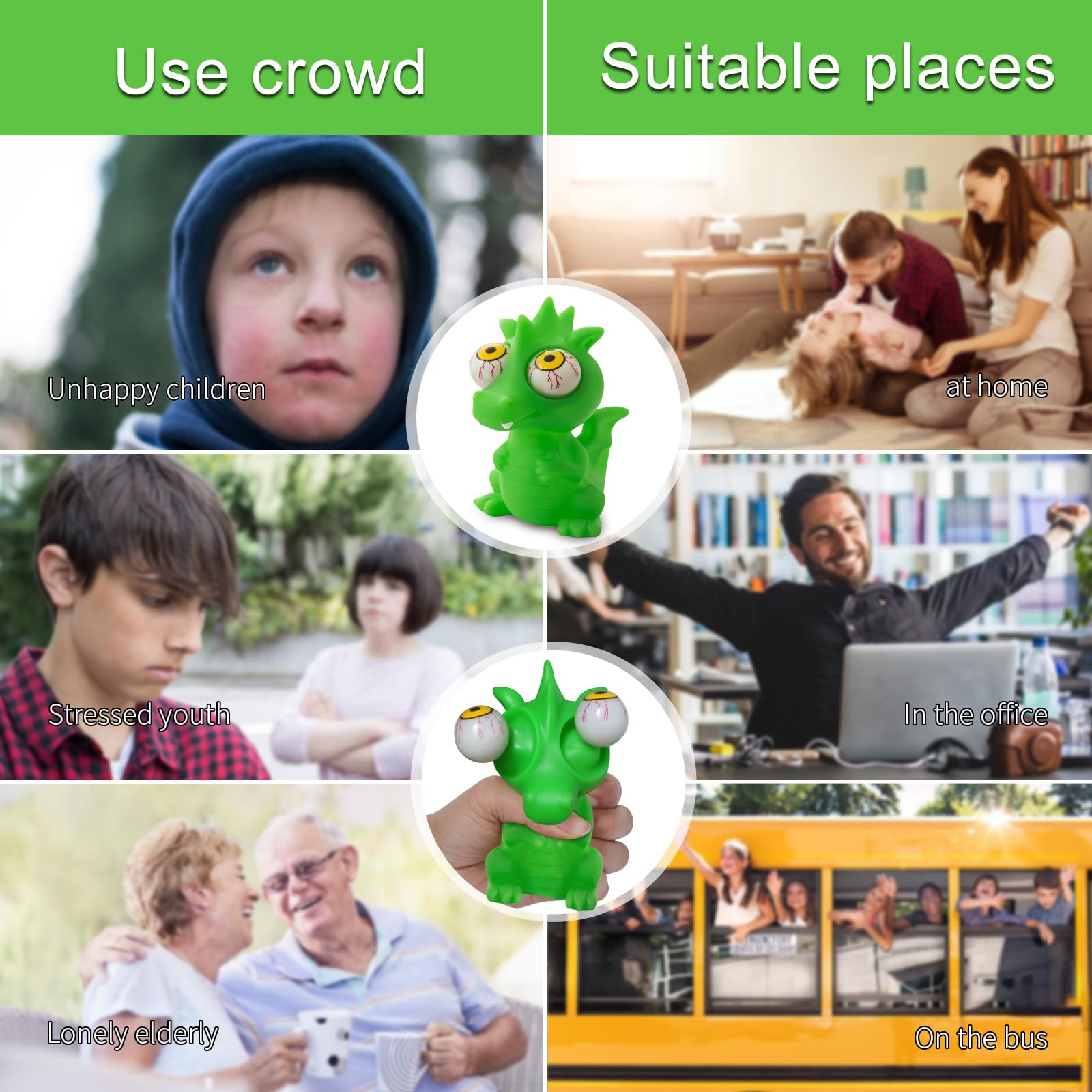 Dinosaur Squeeze Toy for Stress Relief - Sensory Fidget Toys for Kids & Adults with ADHD, Autism, Anxiety - Hand Therapy Stress Ball for Office, Classroom & Home Use