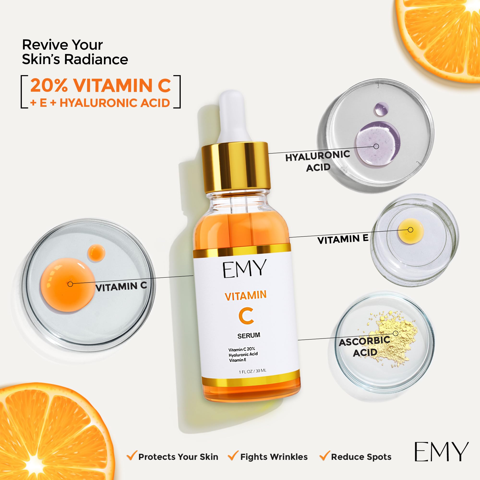 Best Vitamin C Serum with Hyaluronic Acid - Anti-Aging Face Moisturizer for Wrinkles & Fine Lines - Brightening & Plumping Cream with Collagen & Glycerin - Perfect for Daily Skincare Routine & Nighttime Hydration