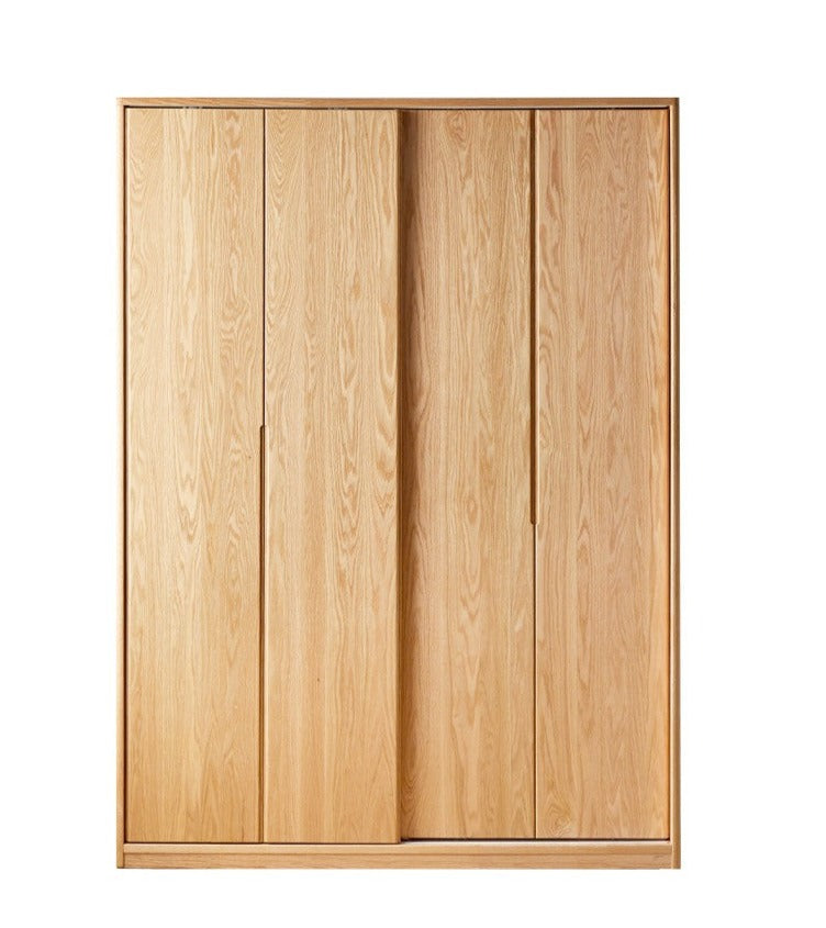 Solid Oak Wood Sliding Door Wardrobe - Durable & Stylish Closet Storage for Bedroom, Living Room, and Office Organization