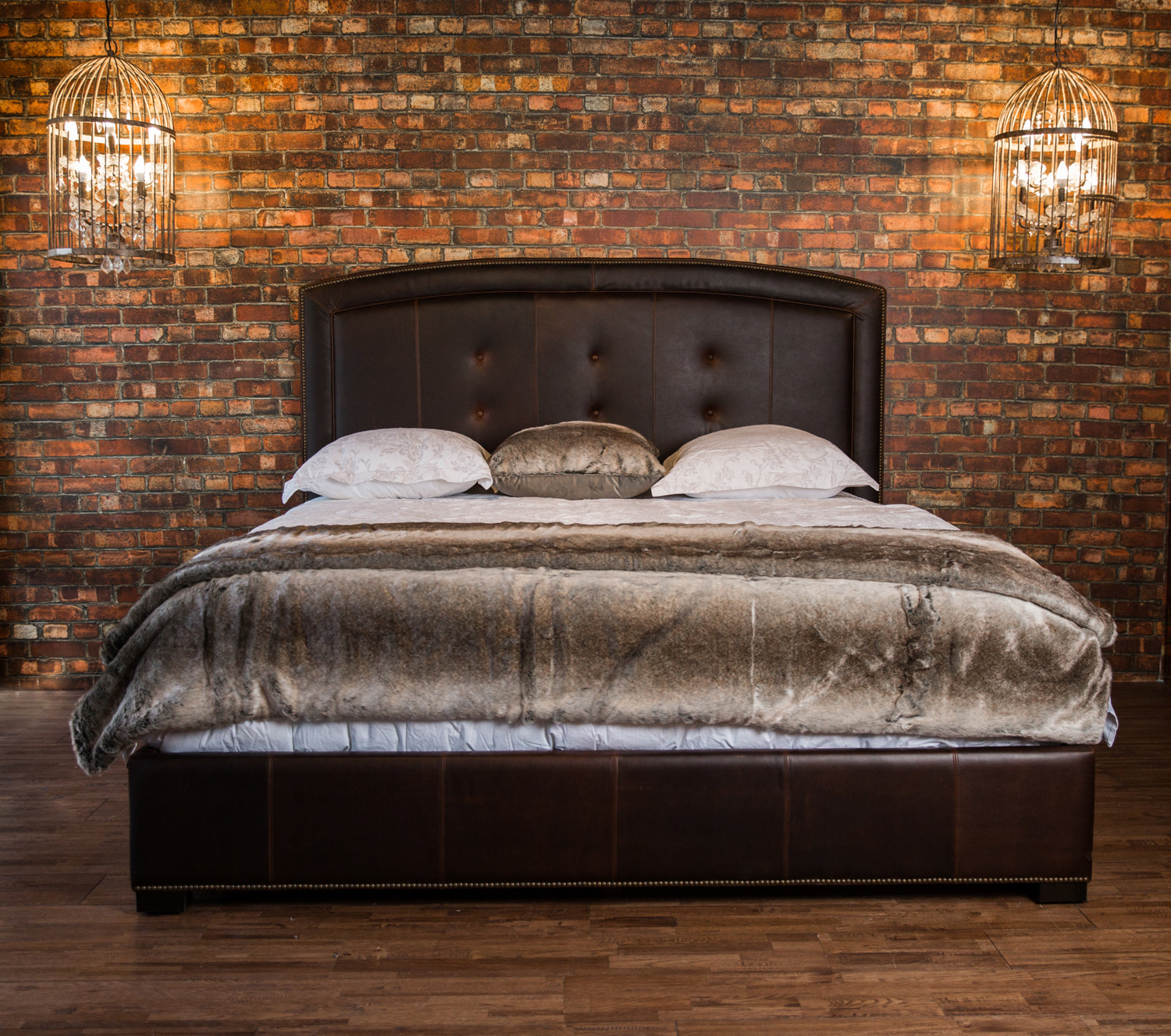 CAMELOT Genuine Leather Bed Frame - Queen Size, Modern Luxury Bedroom Furniture for Home Decor | Perfect for Master Bedroom, Guest Room & Apartment