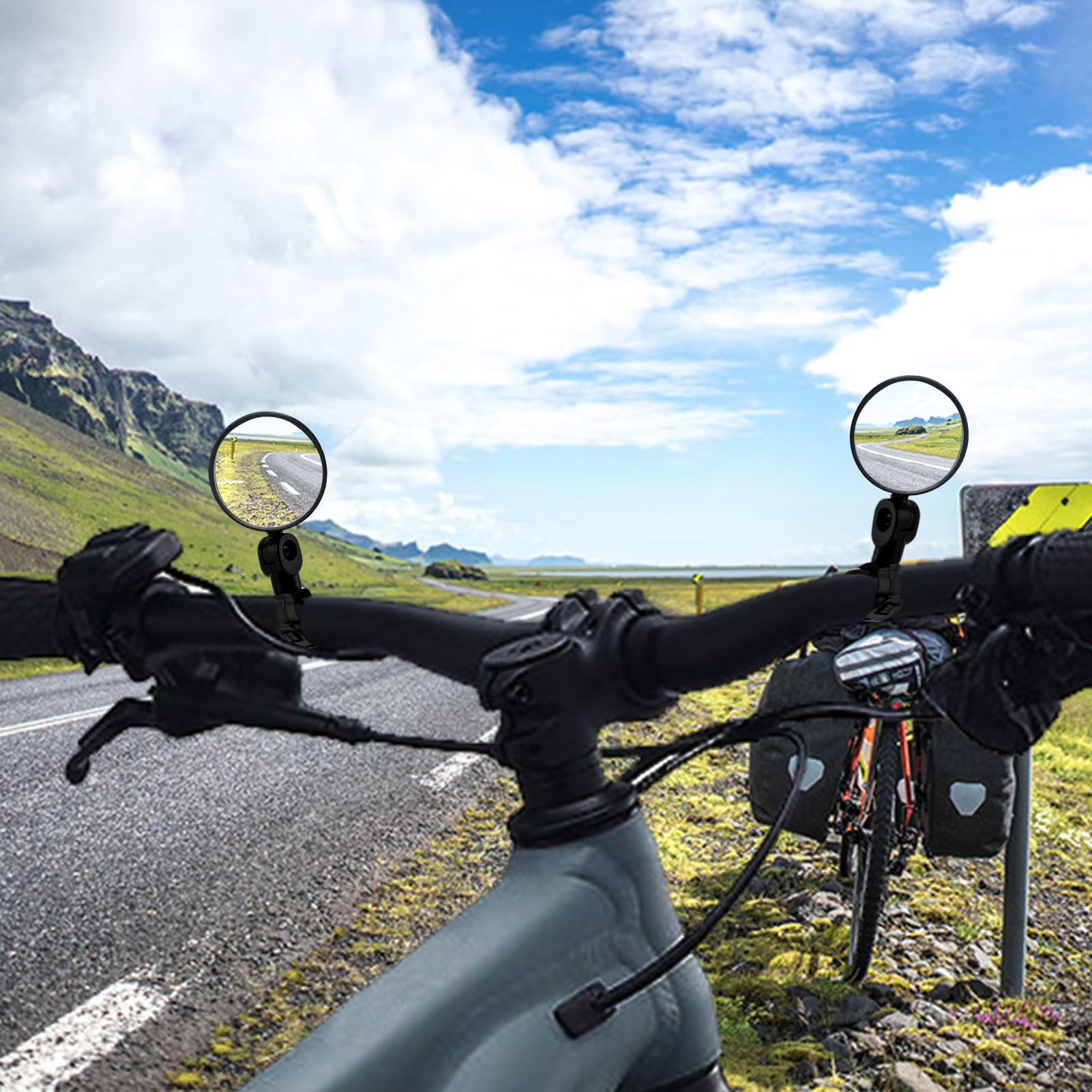 2 Pack Adjustable Rotatable Wide Angle Bicycle Handlebar Mirror - Shockproof Acrylic Convex Rear View Mirror for Mountain/Road Bikes - Perfect for Safe Cycling, Commuting & Outdoor Adventures (Round)