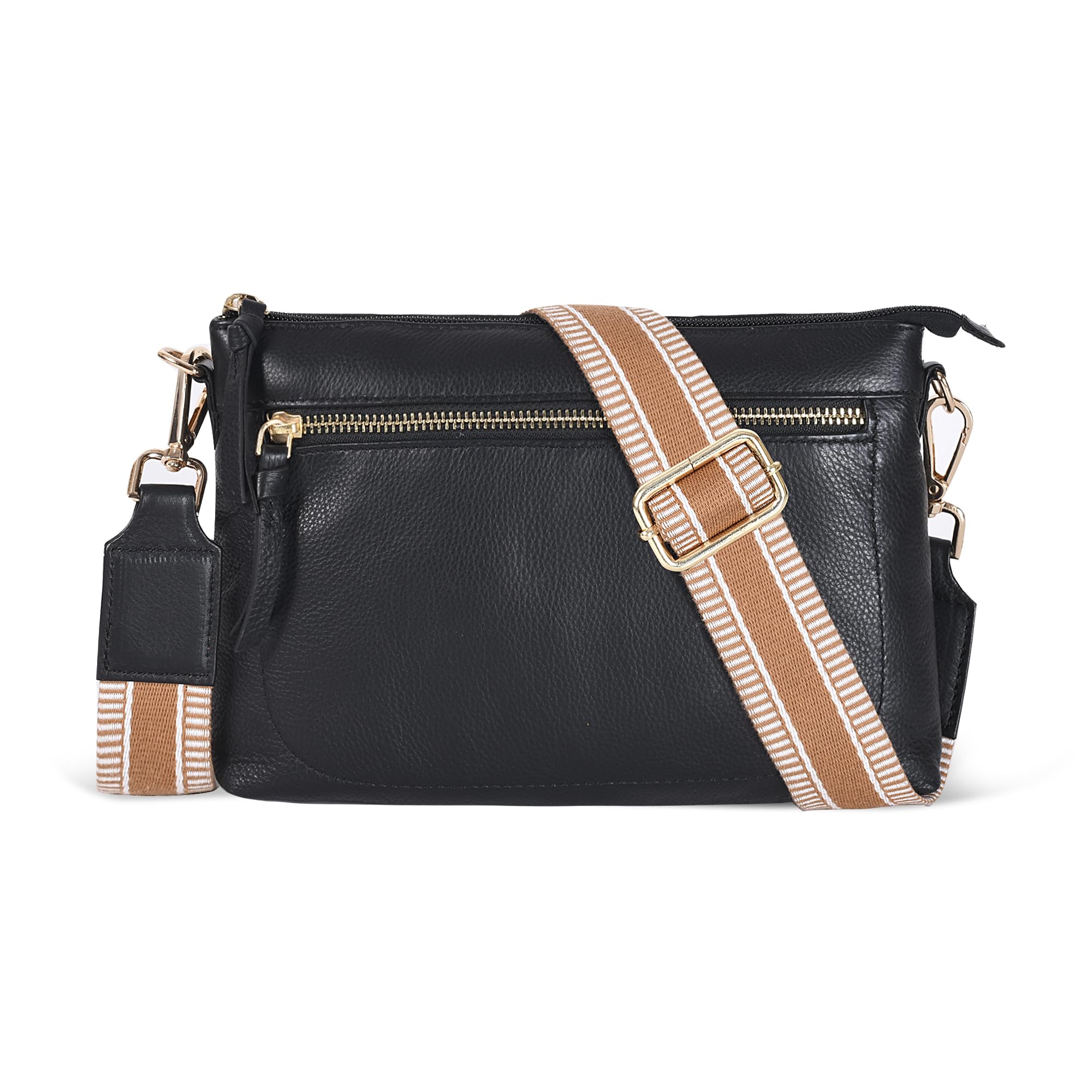 Genuine Leather Crossbody Bag for Women - Adjustable Wide Strap Small Shoulder Purse | Perfect for Everyday Use, Travel & Shopping