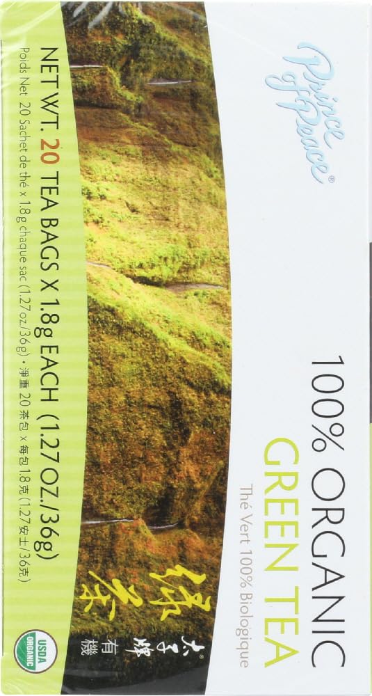 Prince of Peace Organic Green Tea - 20 Tea Bags | USDA Certified | Antioxidant-Rich | Perfect for Relaxation & Wellness at Home or Office