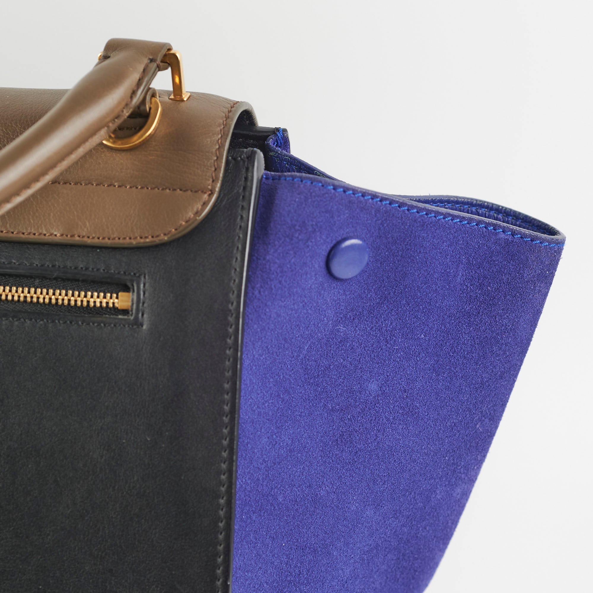 Celine Medium Trapeze Tricolor Leather Handbag for Women - Luxury Designer Crossbody Bag for Work, Travel & Everyday Use