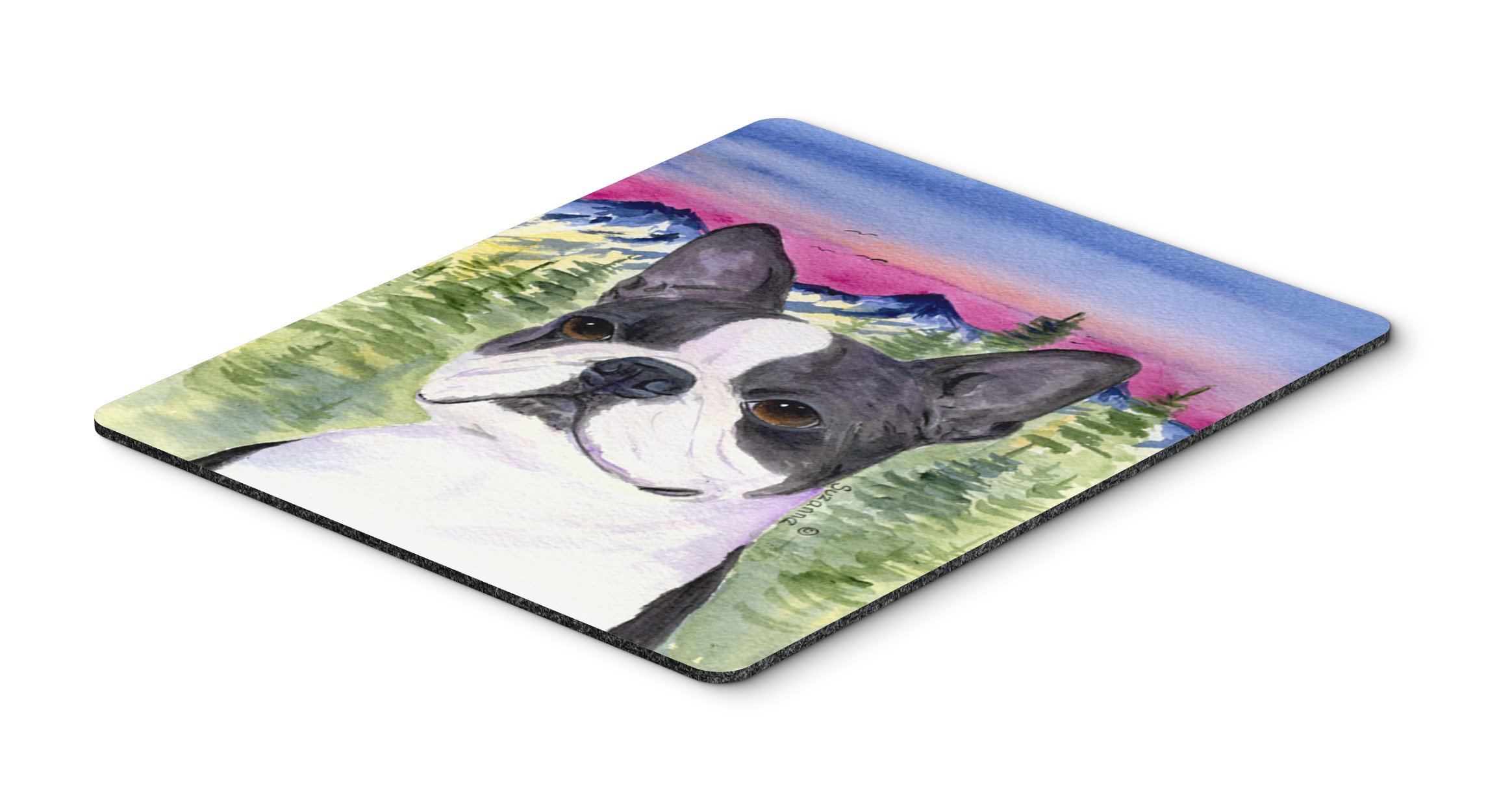 Boston Terrier Mouse Pad & Hot Pad - Large Washable Non-Slip Desk Mat for Home Office, Gaming, Computer & Laptop Use - Perfect Work & Kitchen Trivet