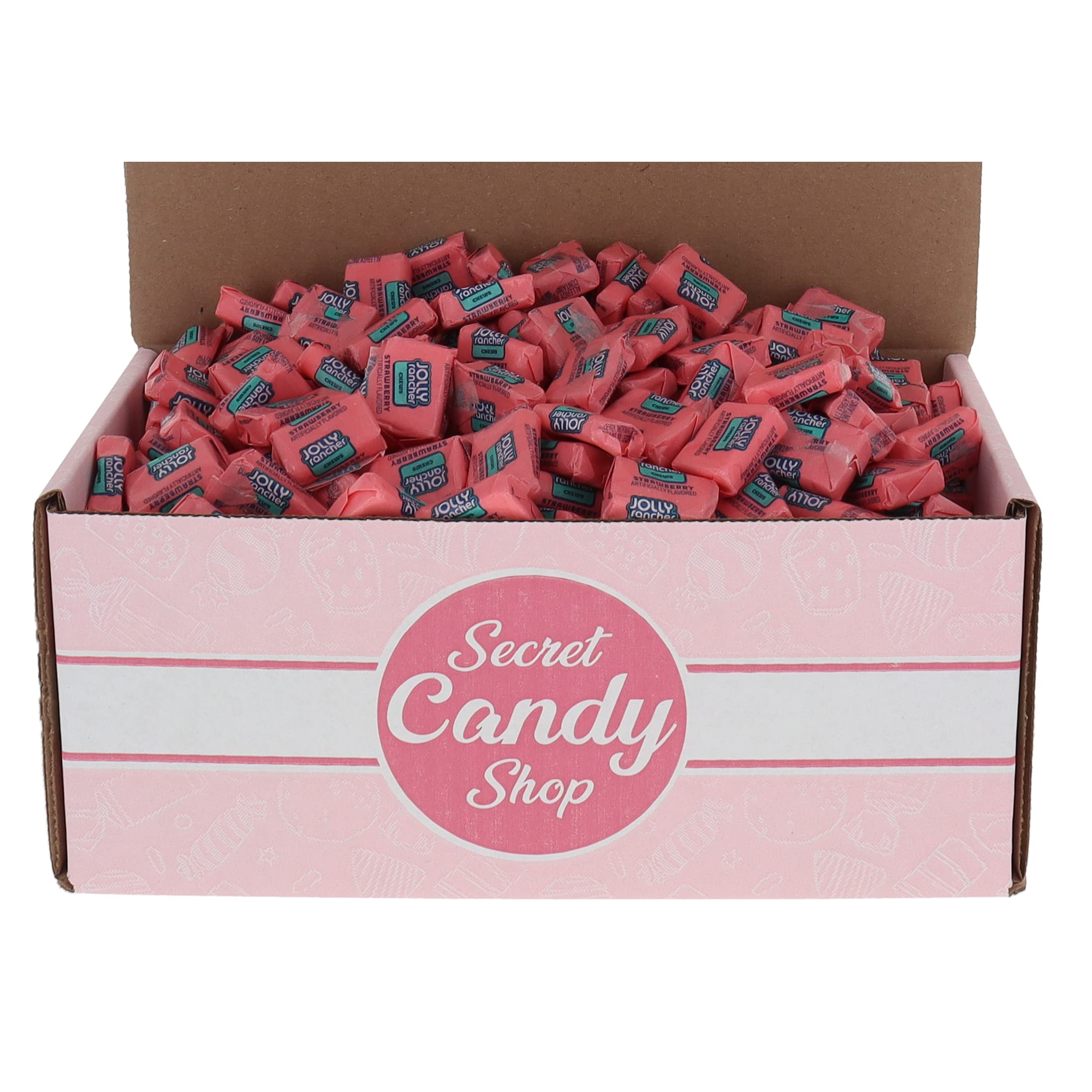 Jolly Rancher Chewy Candy Bites - Individually Wrapped Strawberry Flavored Hard Candies - 2 Pound Bulk Candy Box - Perfect for Halloween, Party Favors, Office Snacks & Gift Baskets