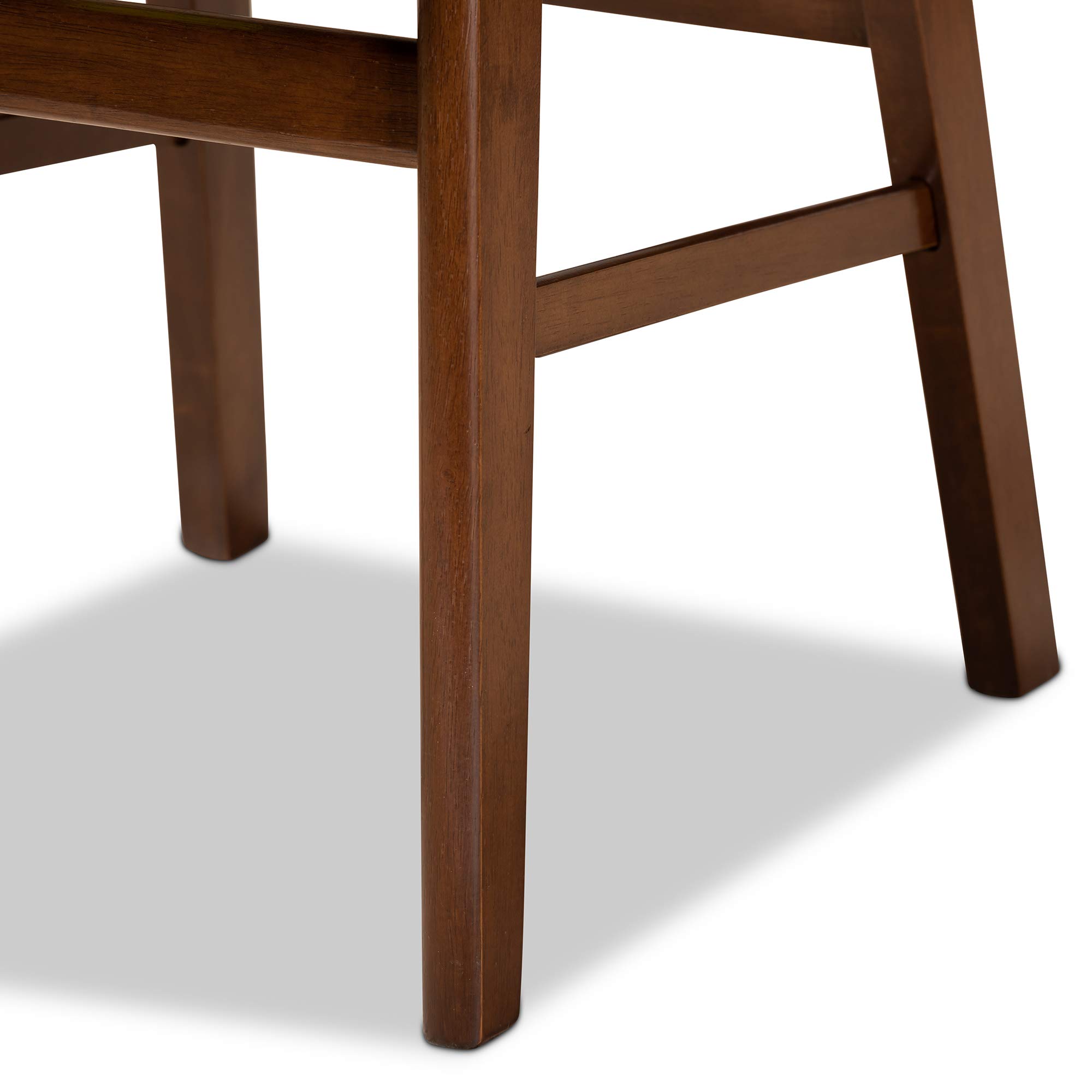 Baxton Studio Euclid 2-Piece Dining Chair Set - Sand Fabric Upholstered Seats with Walnut Brown Wood Frame - Modern Kitchen & Dining Room Furniture for Home Decor