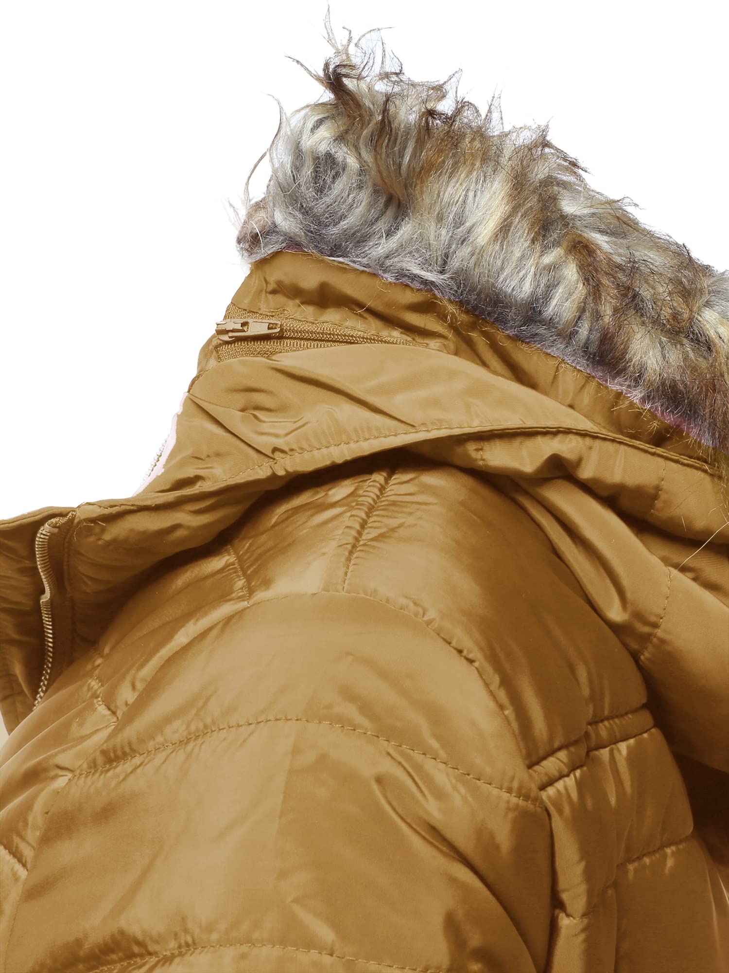 Emma Women's Detachable Fur Trim Hooded Puffer Jacket - Fashionable Belted Winter Coat for Casual Outings, Streetwear & Cold Weather Protection