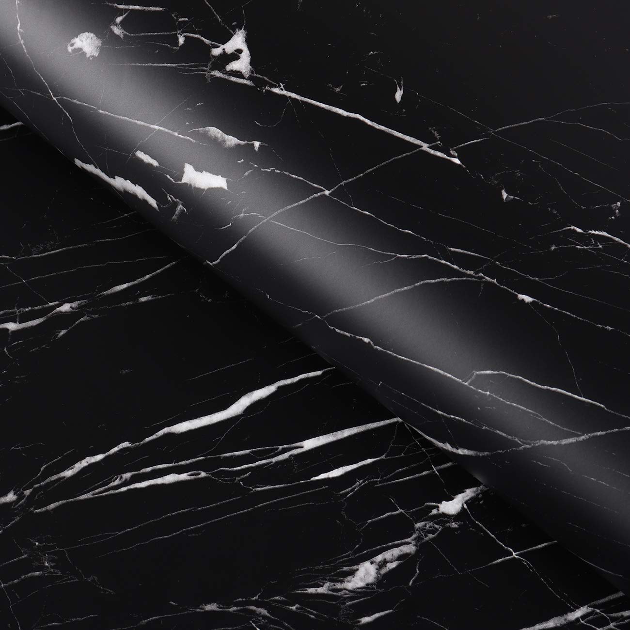 FunStick Thick Matte Black Marble Peel & Stick Wallpaper - 12