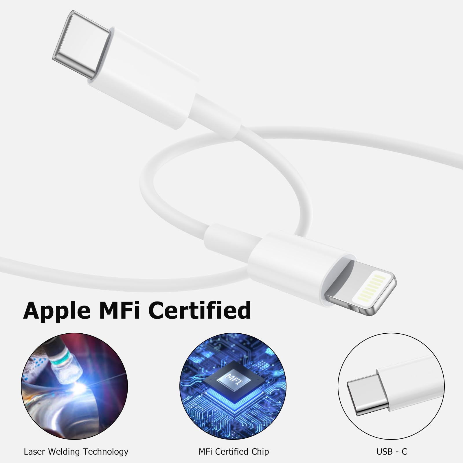 MFi Certified Fast Charger for iPhone 14/13/12/11/X/8 & iPad - 2 Pack USB C Charger with 6.6ft Lightning Cable - Quick Charge Power Adapter for iPhone 14 Pro Max/13 Pro/12 Pro/XR/XS/SE - Perfect for Home, Office & Travel Use