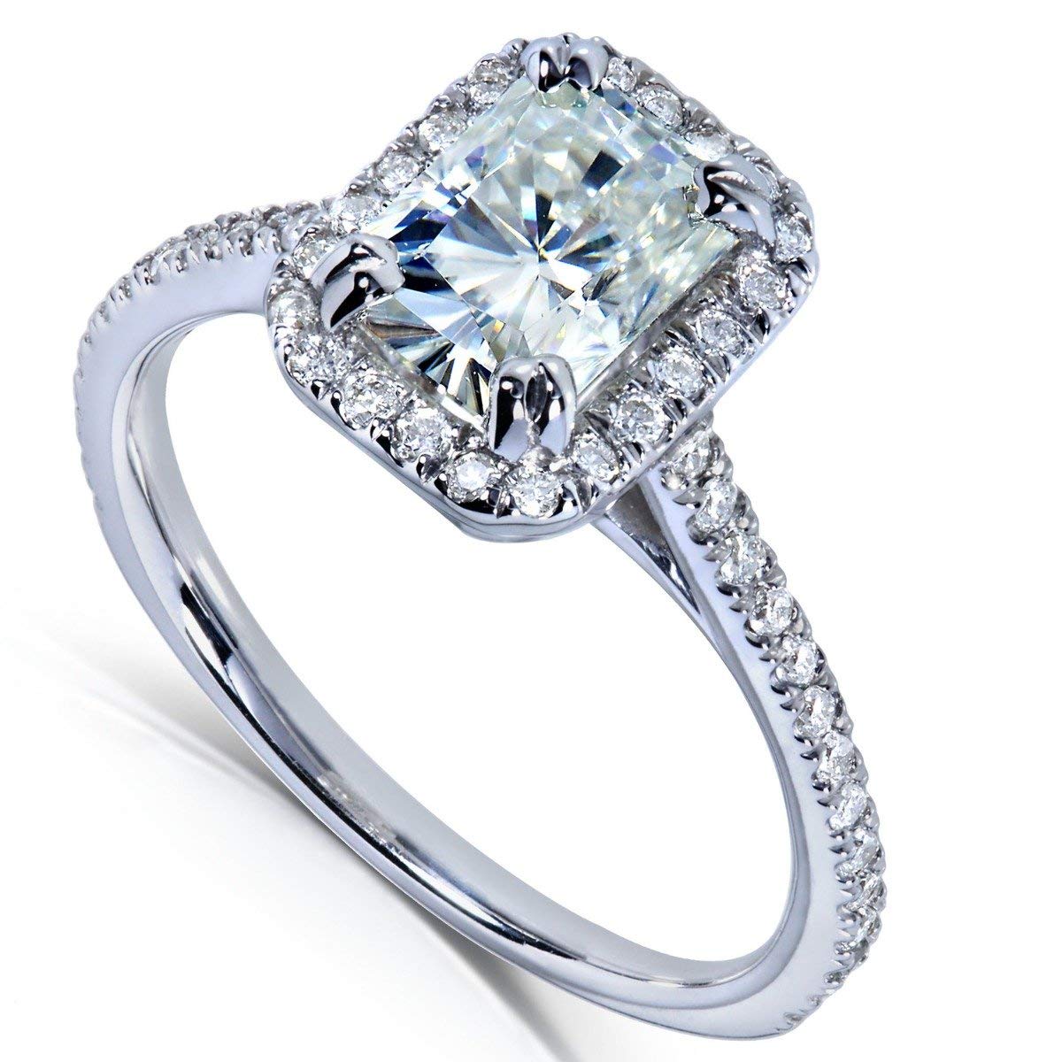 Kobelli Radiant-Cut Moissanite Engagement Ring 1.2 Carat (1 2/5 CTW) 14K White Gold - Perfect for Proposals, Weddings & Anniversary Gifts
