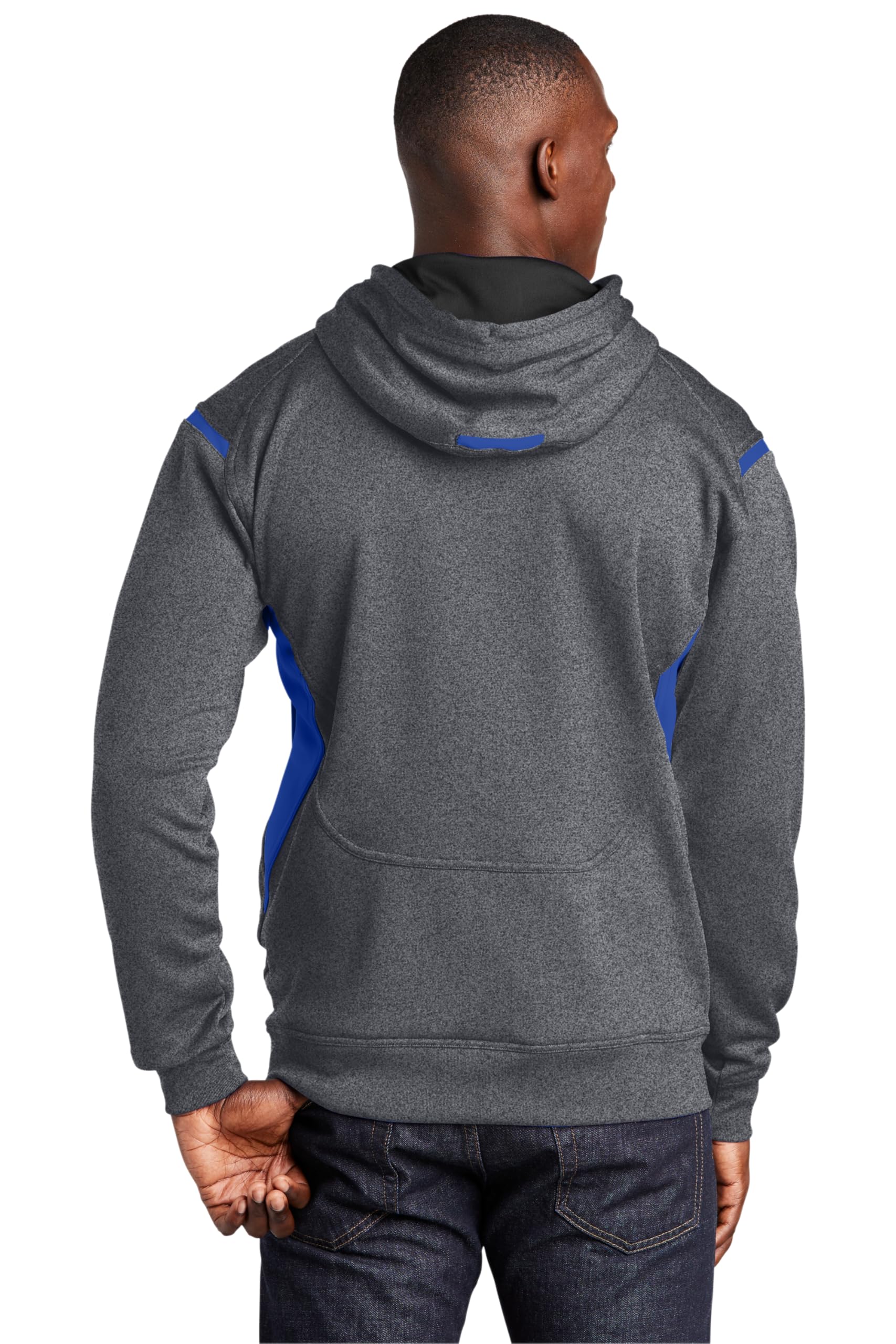 SPORT-TEK Men's Tall Tech Fleece Colorblock Hooded Sweatshirt - Warm Winter Pullover for Running, Gym & Outdoor Activities