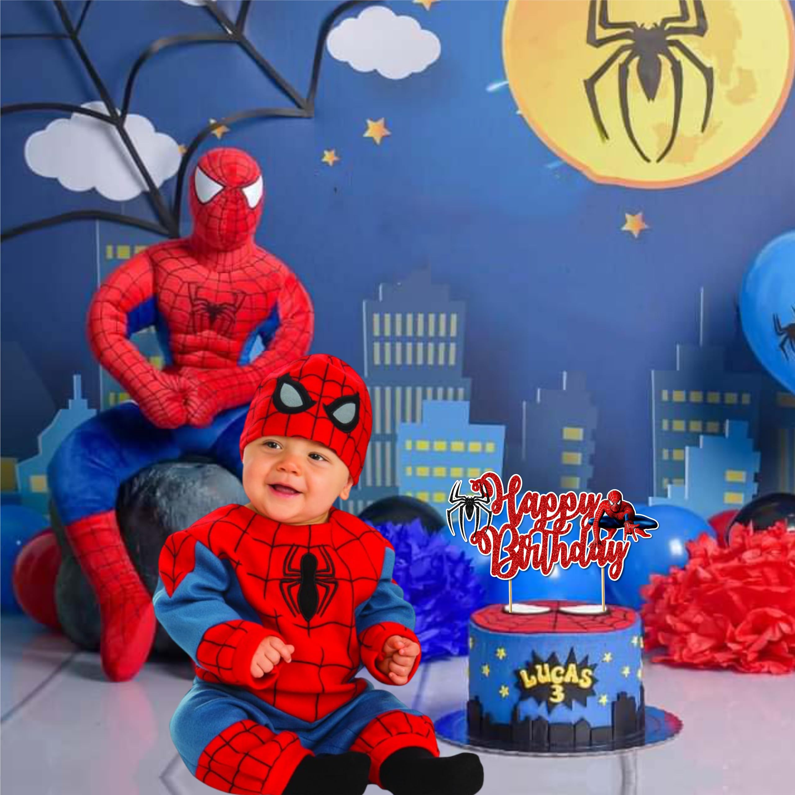 Spider-Man Happy Birthday Cake Topper - Superhero Party Decorations for Kids Birthday Cakes, Cupcakes & Desserts