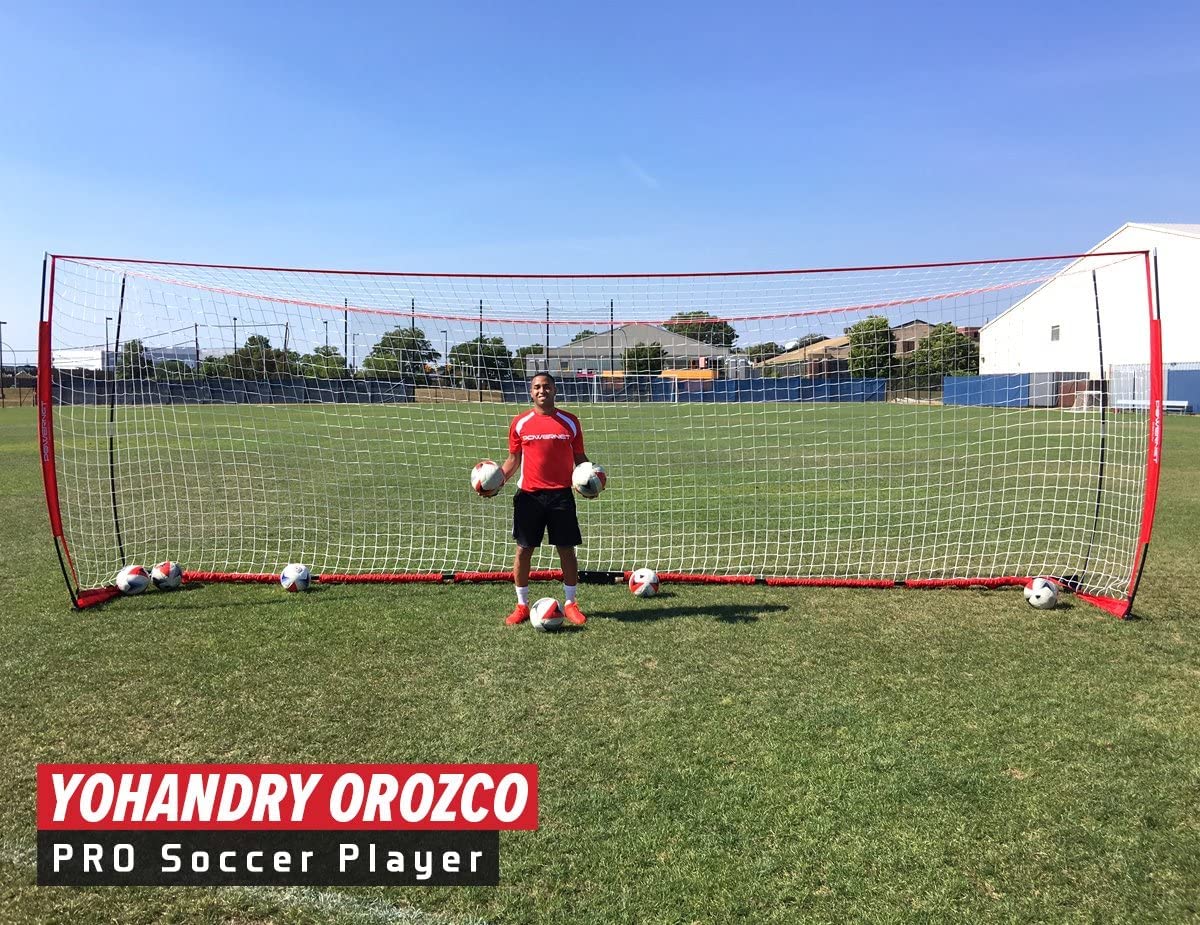 PowerNet Soccer Goal 24 x 8 Feet - Portable Soccer Net for Training & Backyard Games - Durable Football Goal for Kids & Adults - Perfect for Practice, Backyard, Park & Beach Use