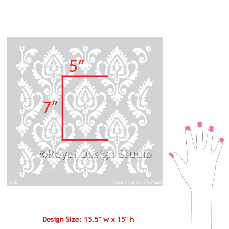 Anika Ikat Damask Furniture Stencil - DIY Home Decor, Wood Painting Template for Tables, Chairs, Cabinets - Perfect for Upcycling Projects & Custom Furniture Design