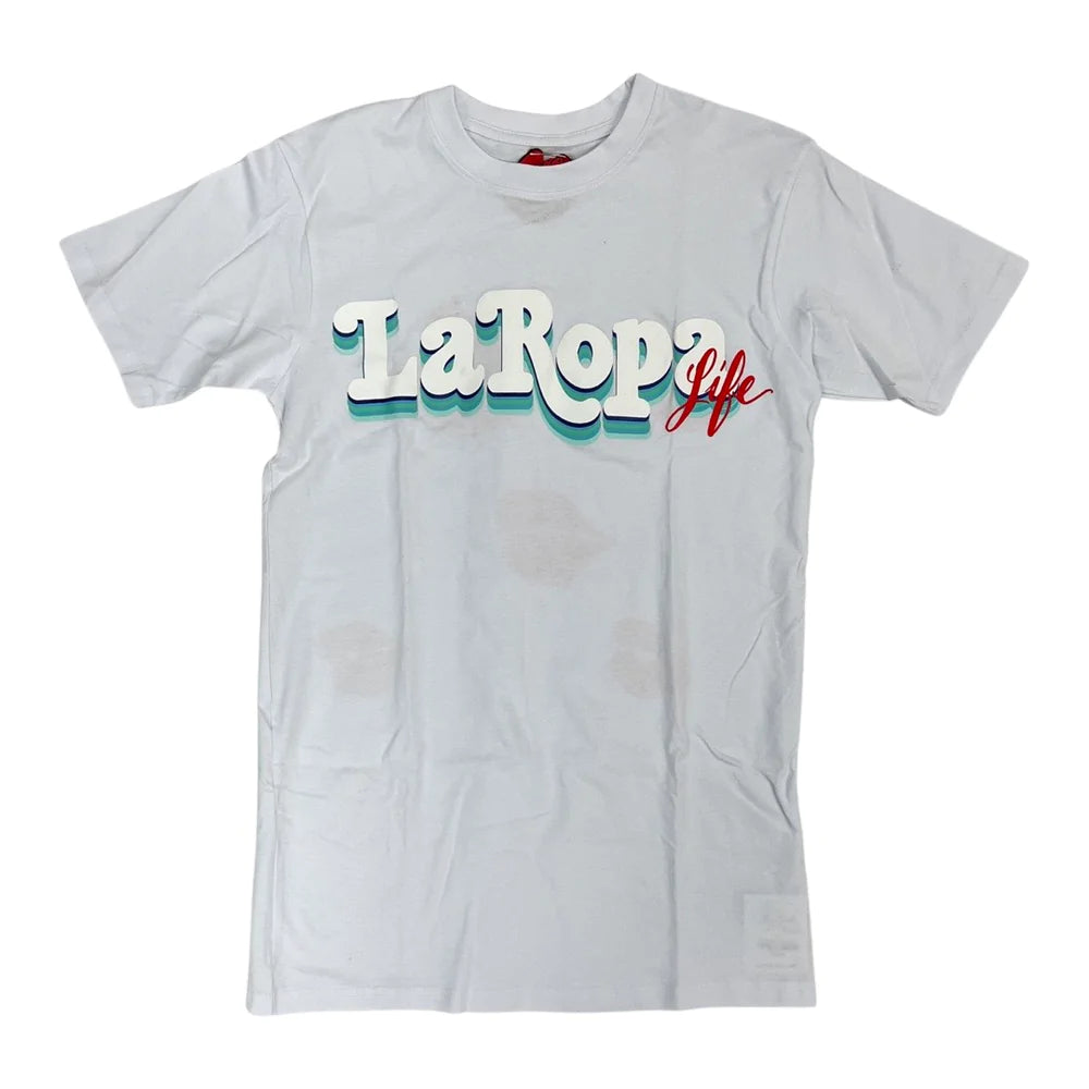 LA ROPA LIFE Gradient Lips White T-Shirt - Stylish Casual Wear for Women, Perfect for Everyday Outfits, Streetwear & Summer Fashion