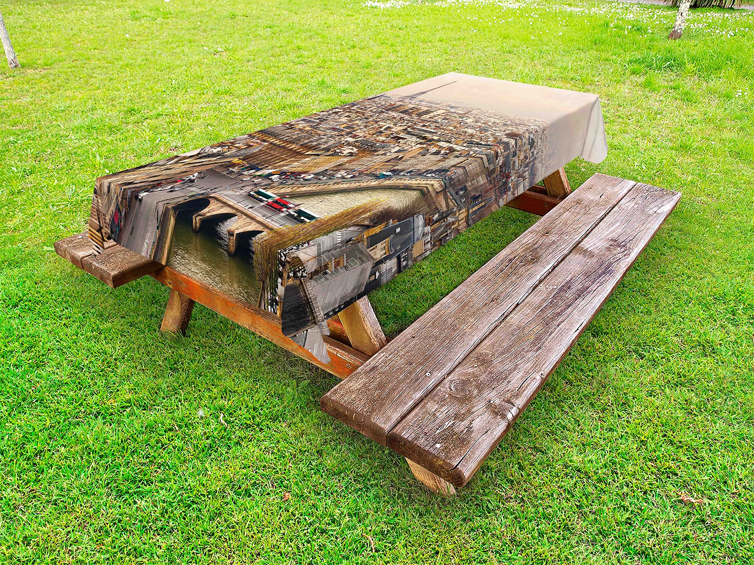 Ambesonne Paris Eiffel Tower Outdoor Tablecloth - Waterproof Washable Picnic Table Cover 58