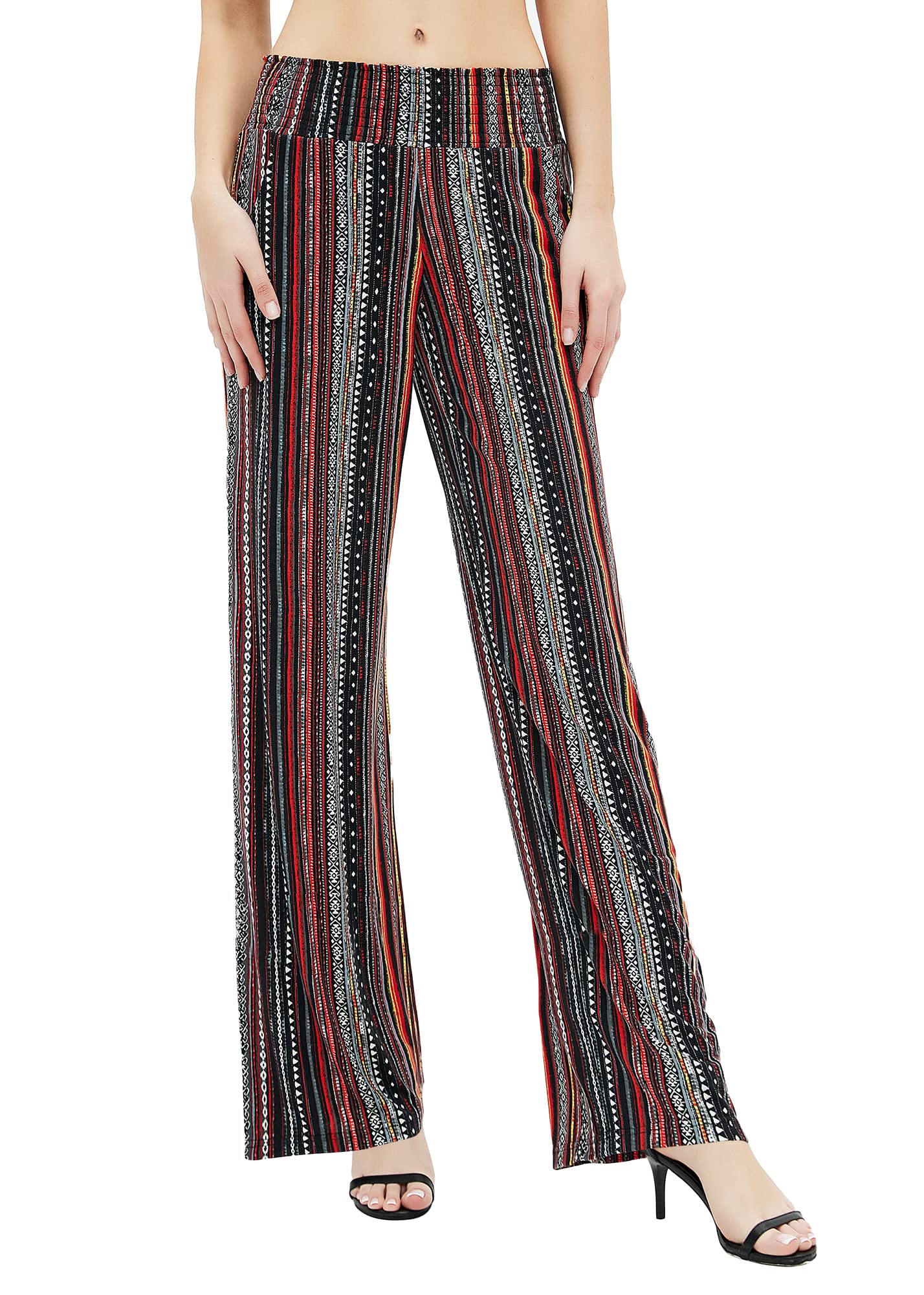 Urban CoCo Women's Boho Palazzo Pants - Wide Leg Beach Lounge Pants with Pockets | High Waisted Comfort Pants for Summer, Vacation & Yoga