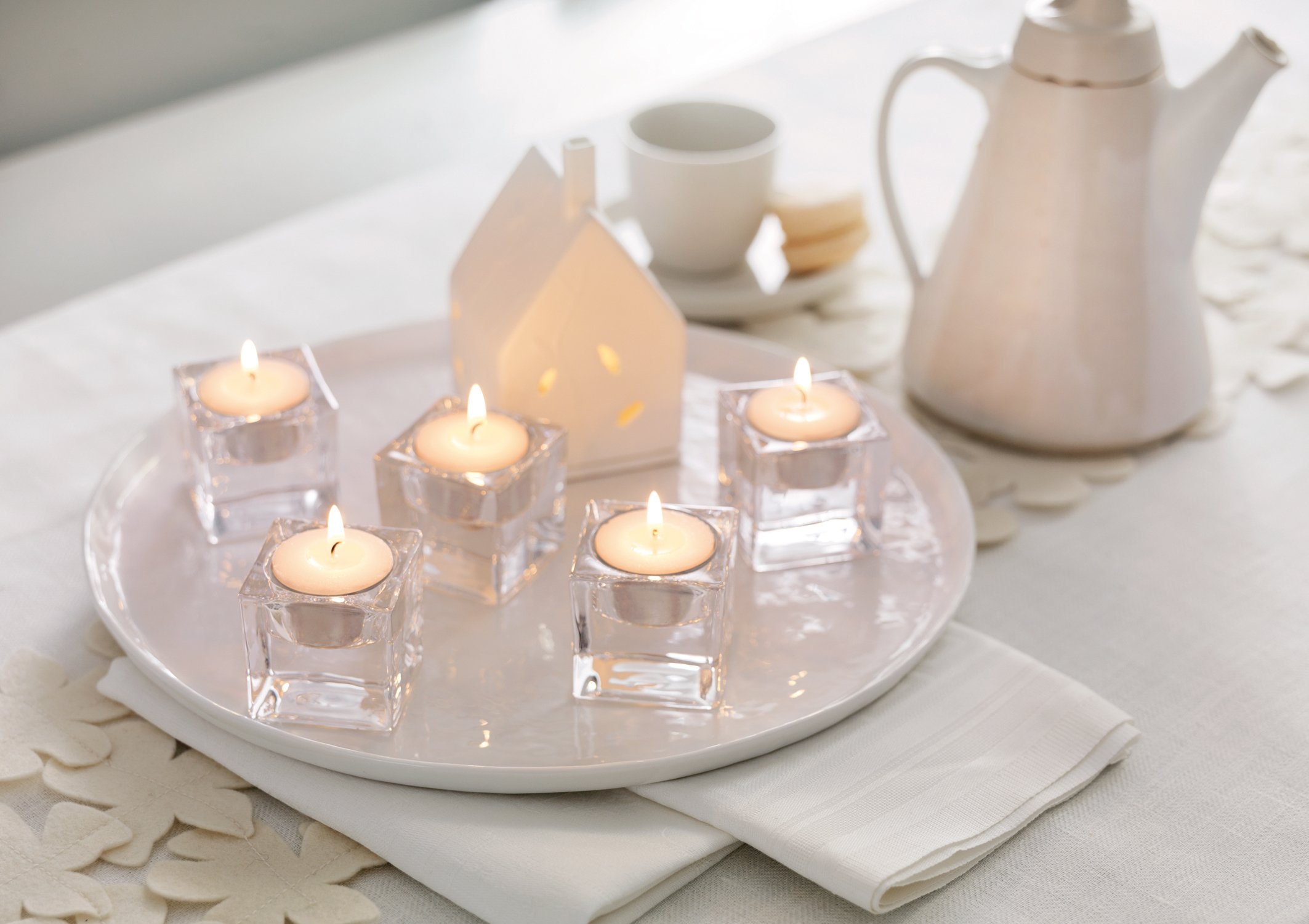 L'ner Tea Lights Candles - 300 White Unscented 3.5-Hour Candles for Weddings & Parties