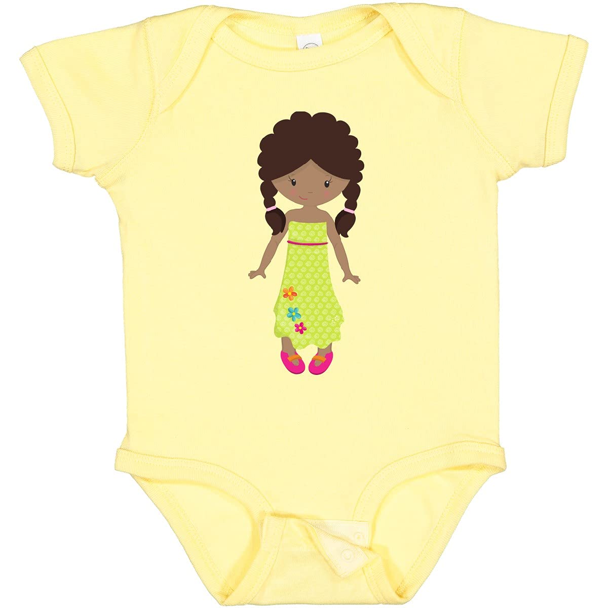 Inktastic African American Girl Fashion Baby Bodysuit - Green Dress Cute Outfit for Infants & Toddlers - Perfect for Family Photos, Playdates & Special Occasions