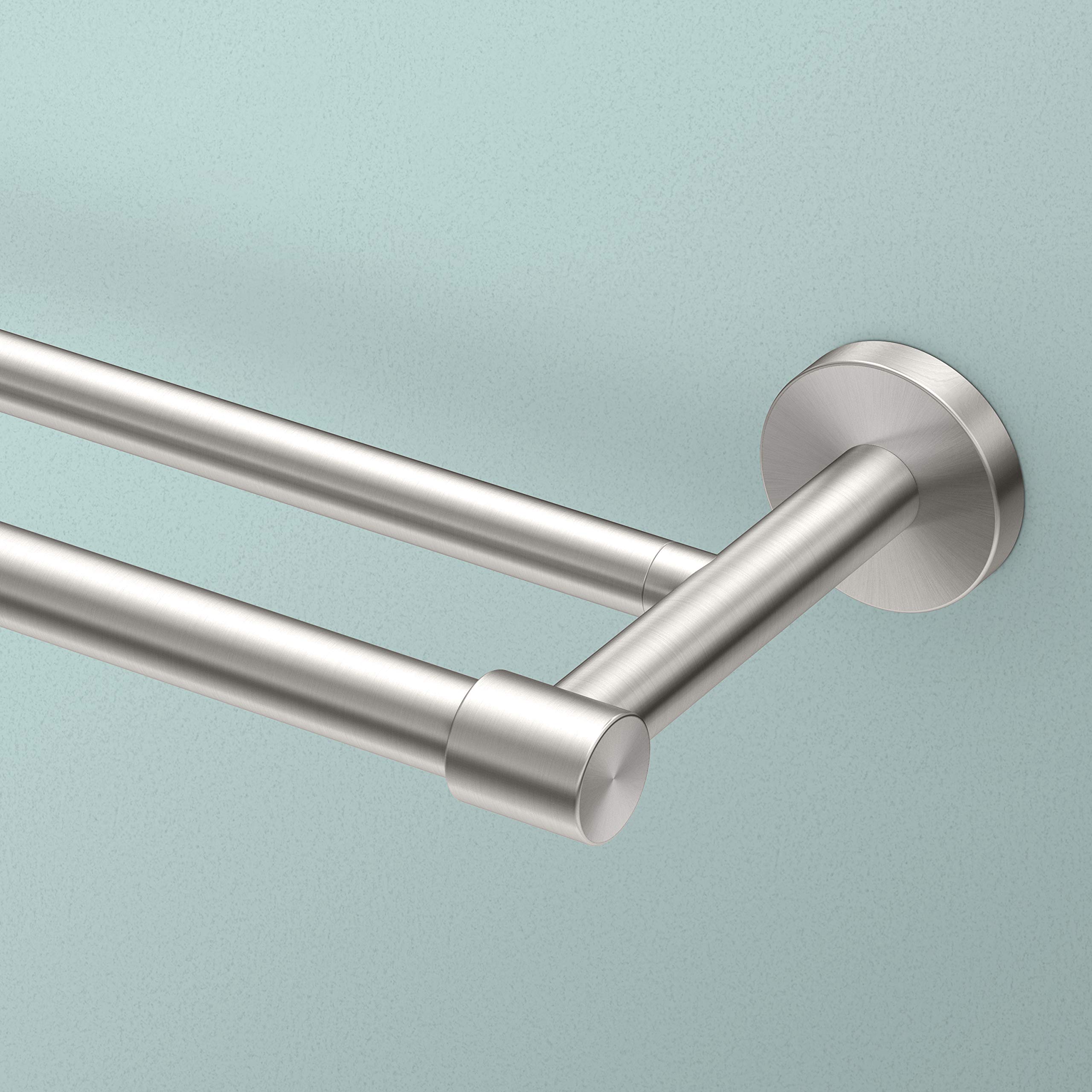 Gatco 4674 Reveal 24-Inch Double Towel Bar in Satin Nickel - Wall Mounted Bathroom Towel Holder Rack for Showers & Spa - Perfect for Modern Home, Hotel, and Luxury Bathroom Decor