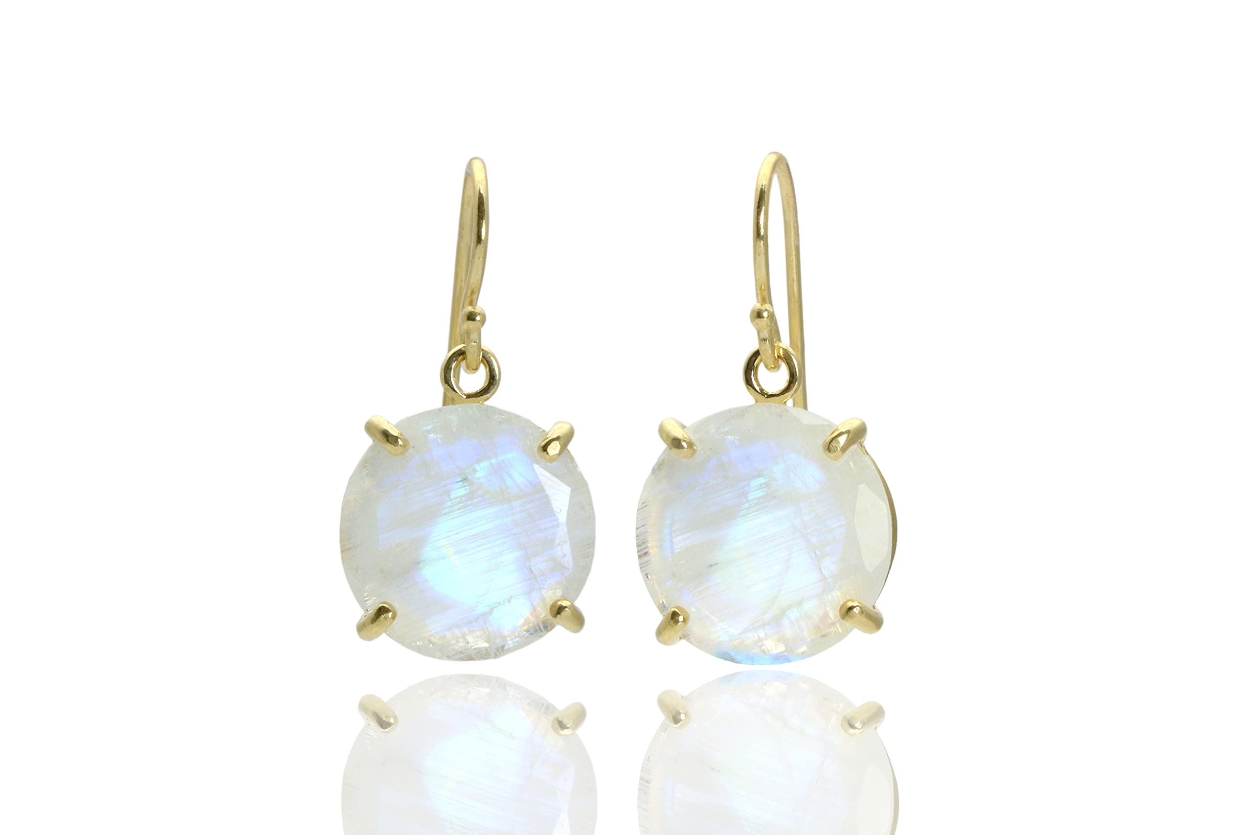 Artisan Moonstone Earrings for Women - 14k Gold Handmade Earrings, June Birthstone Jewelry Gift with Fancy Box - Perfect for Weddings, Parties & Special Occasions