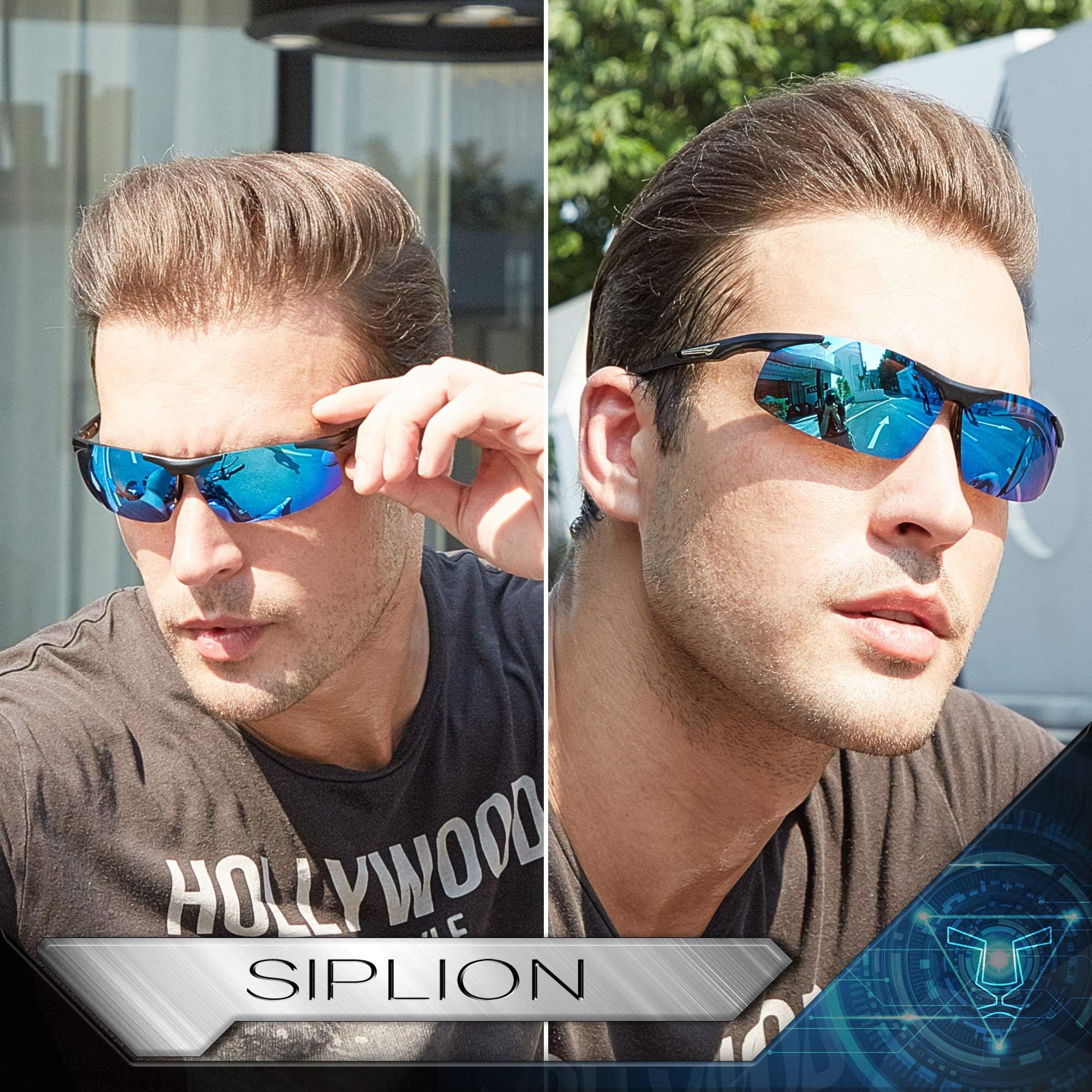 SIPLION Polarized Sports Sunglasses for Men - UV Protection Metal Frame for Golf, Fishing, Driving & Outdoor Activities