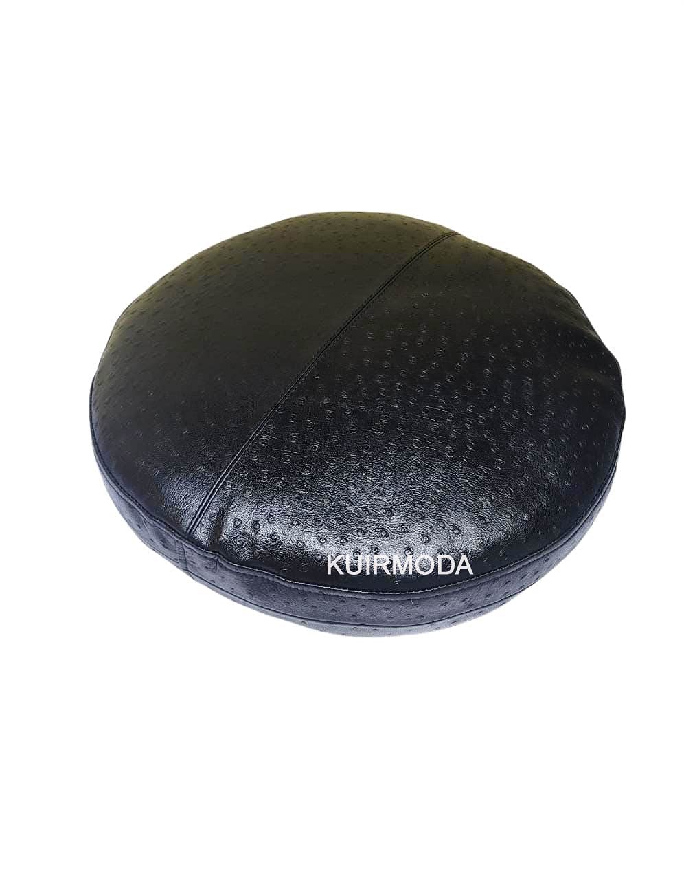 Premium Lambskin Round Leather Pillow Cover Set of 2 - 18 Inch Decorative Sofa Cushion Case for Living Room & Bedroom - Soft Circular Throw Pillow Covers (Black) - Perfect for Cozy Home Decor and Modern Interior Styling
