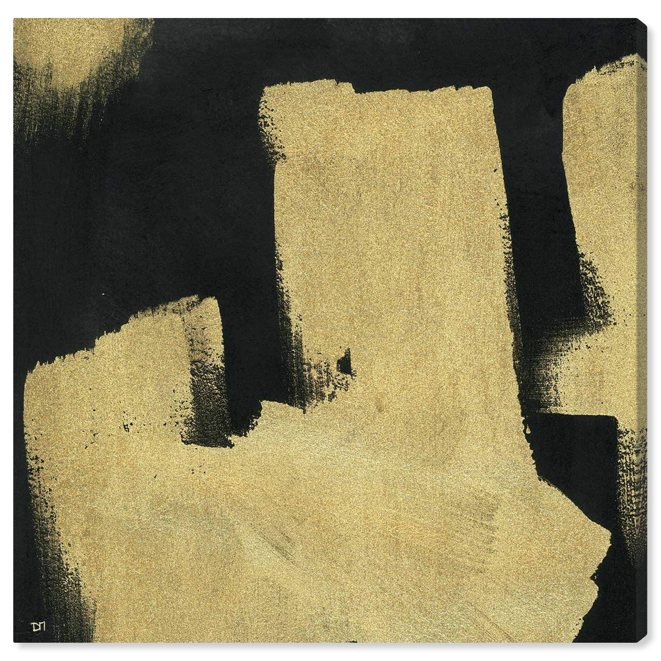 Oliver Gal Artist Co. 'Nuit Elegance' Abstract Wall Art Canvas Print - 20x20 Inches Gold & Black Modern Home Decor for Living Room, Bedroom & Office