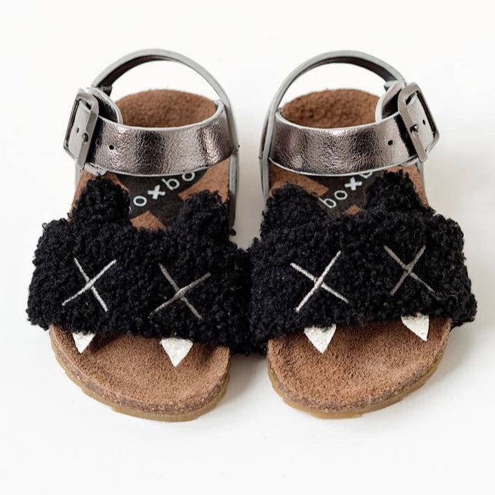 Boxbo Girls' Canine Cork Sandal - Comfortable Black & Silver Cork Wedge Sandals for Women & Teens | Perfect for Summer, Beach, Vacation & Casual Outings