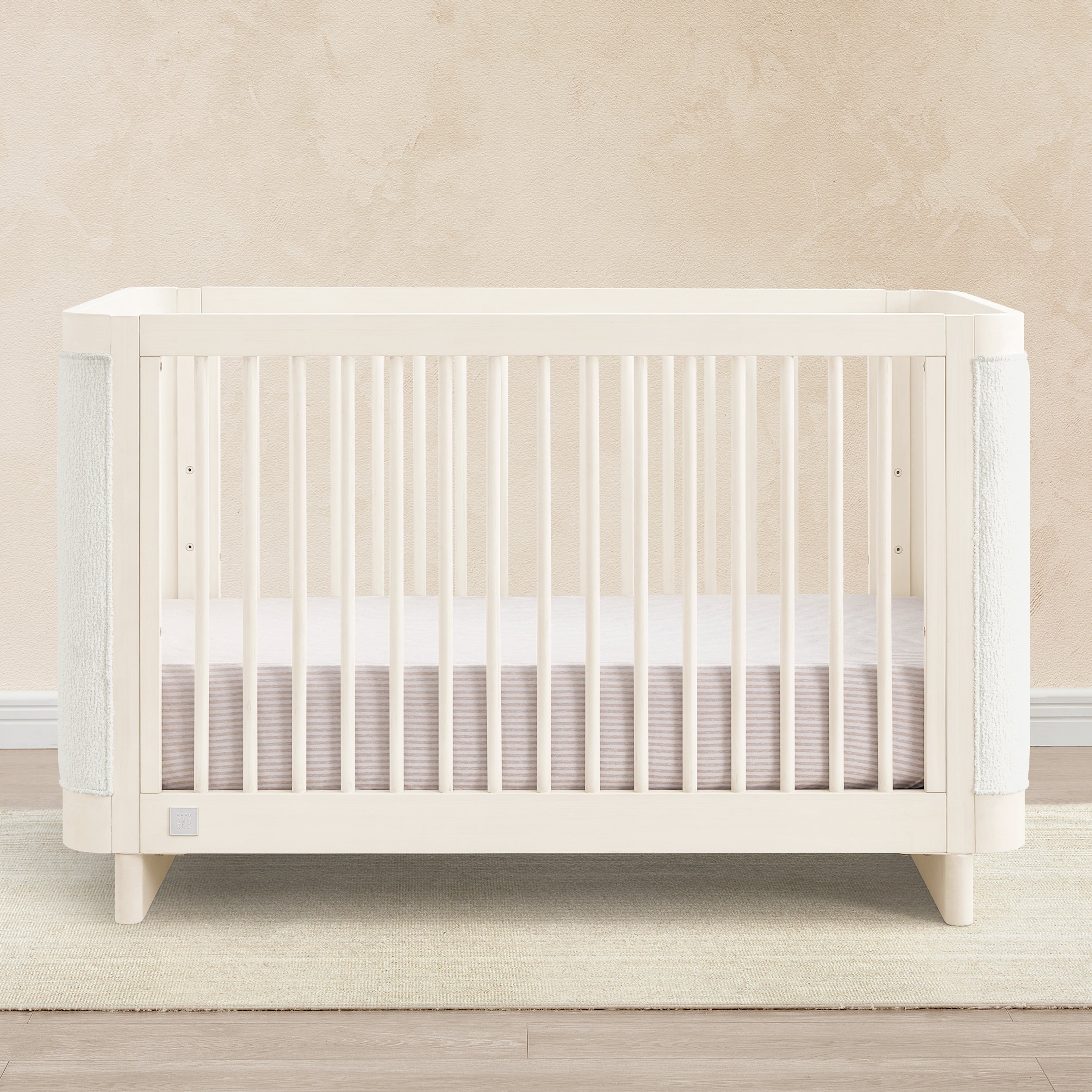Callie 4-in-1 Convertible Upholstered Baby Crib with Toddler Bed Conversion - Modern Nursery Furniture for Newborns to Kids | Perfect for Small Spaces & Shared Rooms