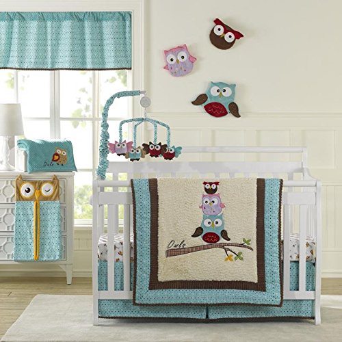 Spotty Owls 10-Piece Crib Bedding Set - Soft Baby Crib Sheets, Blanket & Bumper - Nursery Bedding for Boys & Girls - Perfect for Newborns & Toddlers