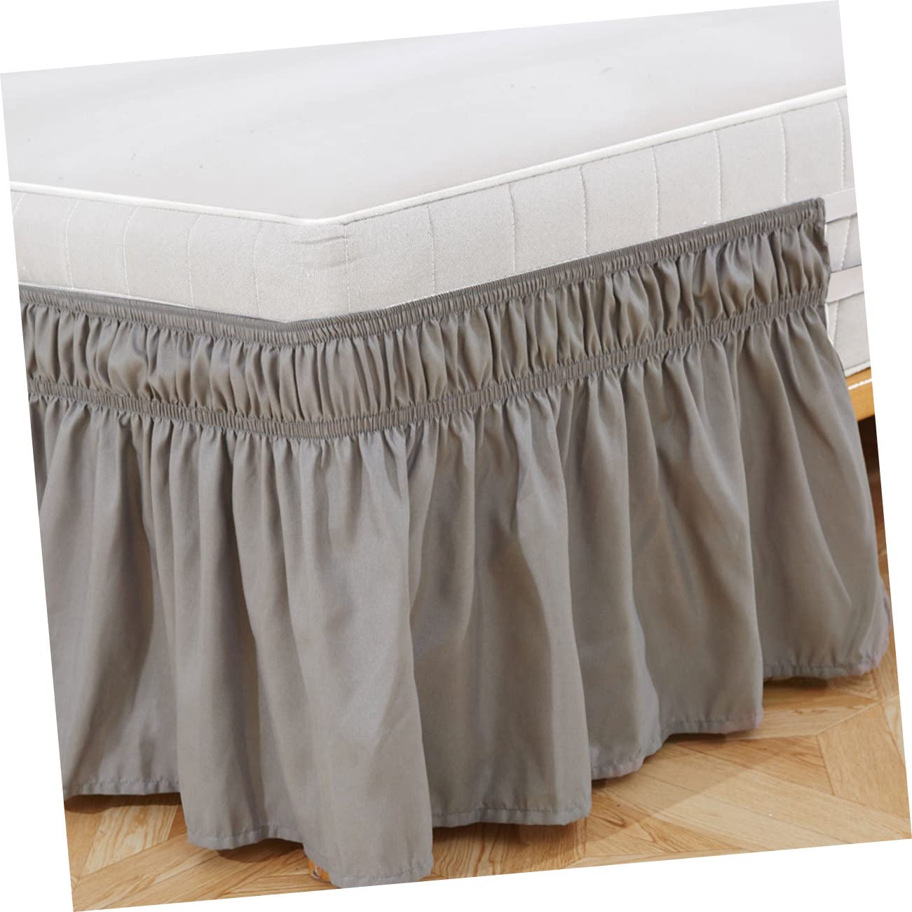 Holibanna Elastic Pleated Corner Bed Skirt - Adjustable Bed Valance & Bed Curtain for Queen/King Size Beds - Perfect for Bedroom Decor, Guest Rooms & Hotel Styling