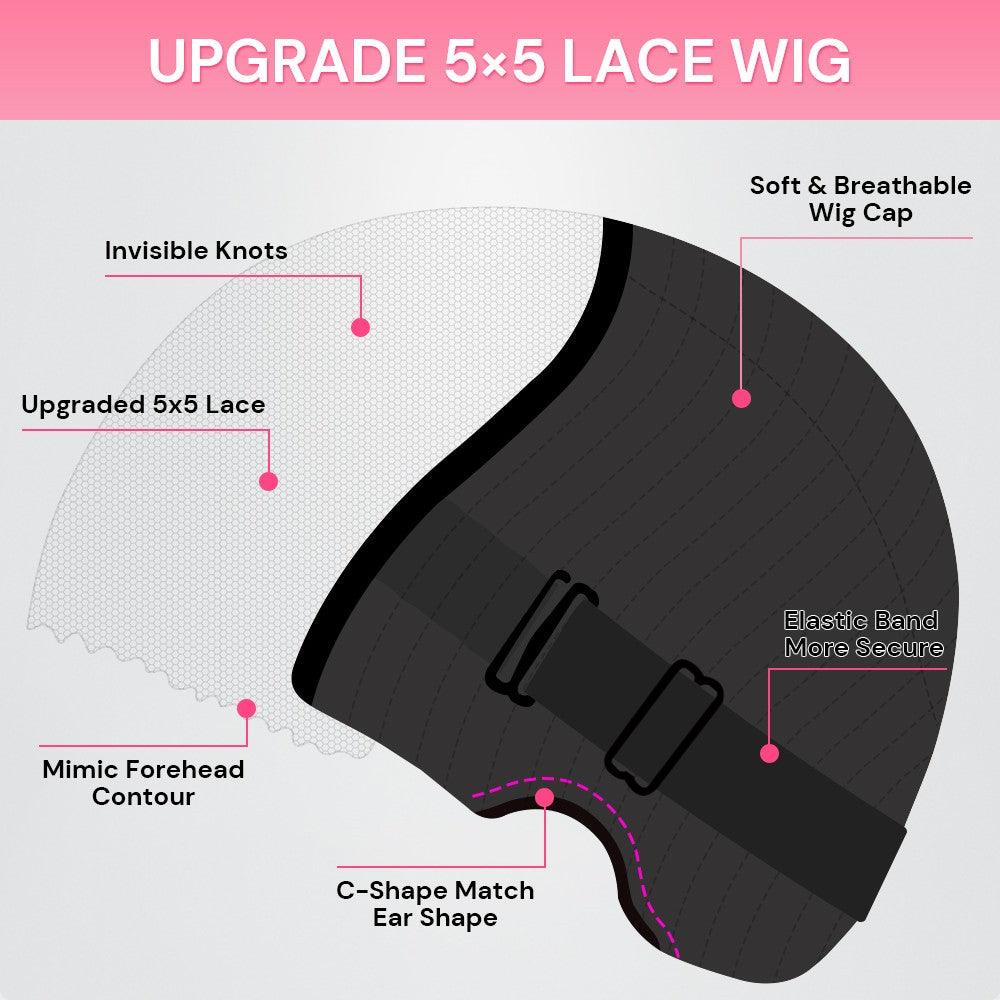 WOWANGEL Dark Auburn 5X5 HD Lace Closure Wig - Body Wave Human Hair Wig for Black Women | Ready to Wear & Go | Perfect for Daily Wear, Parties & Special Occasions