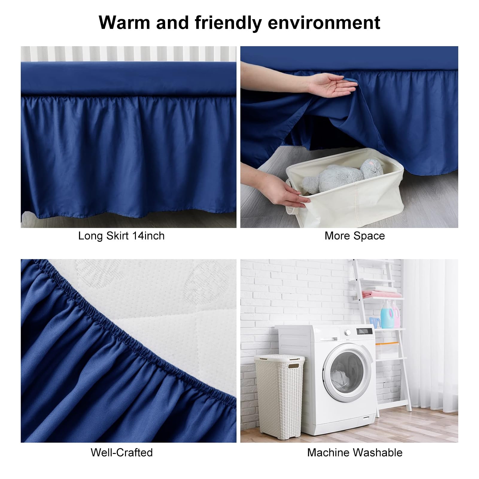 Clinmday Wrap Around Ruffled Crib Skirt - Soft Elastic Baby Bed Skirt for Easy Installation, White Nursery Bedding | Perfect for Toddler Cribs & Nursery Decor